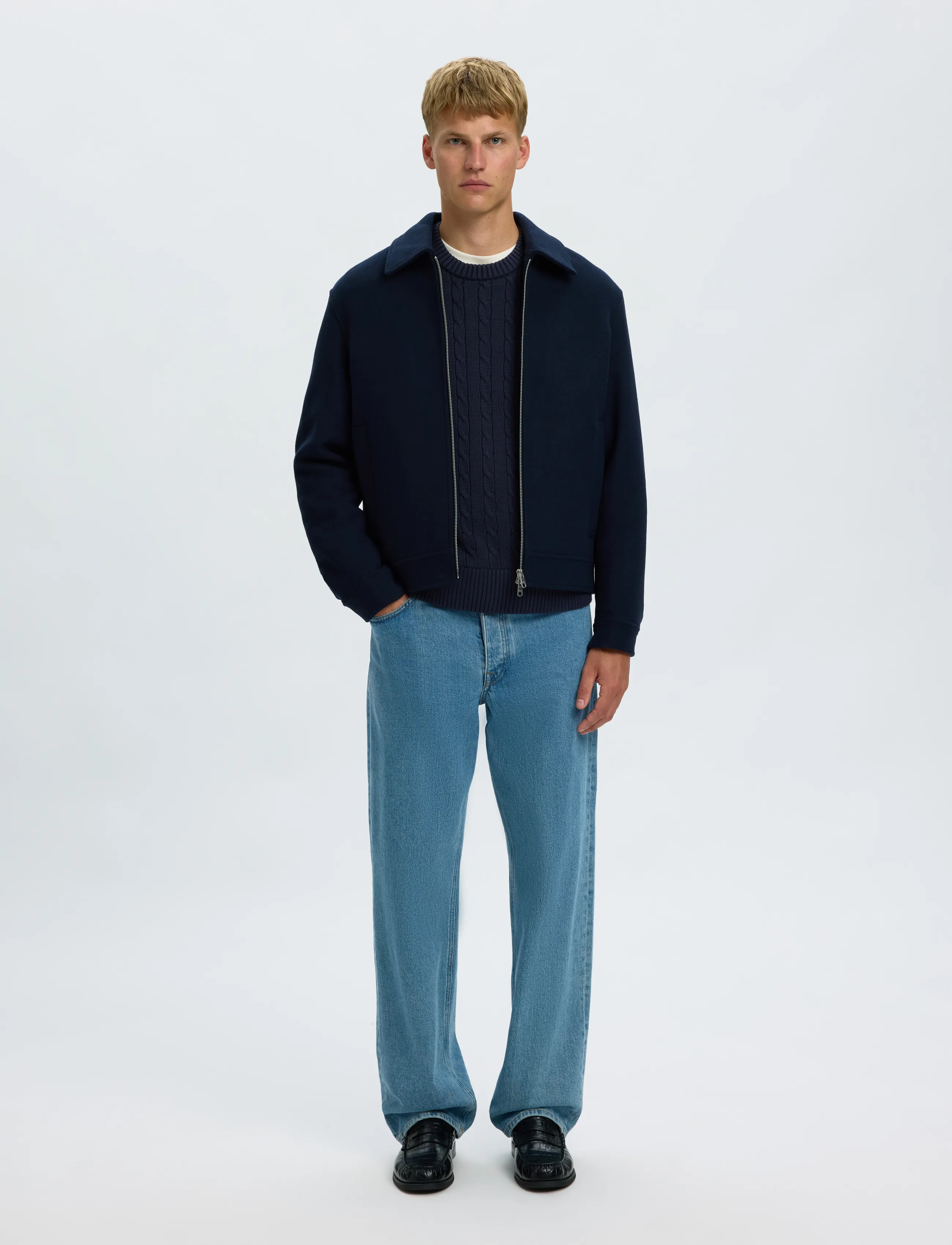 Selected - SLMBRAUN KNIT CABLE CREW NOOS - navy blazer - 5