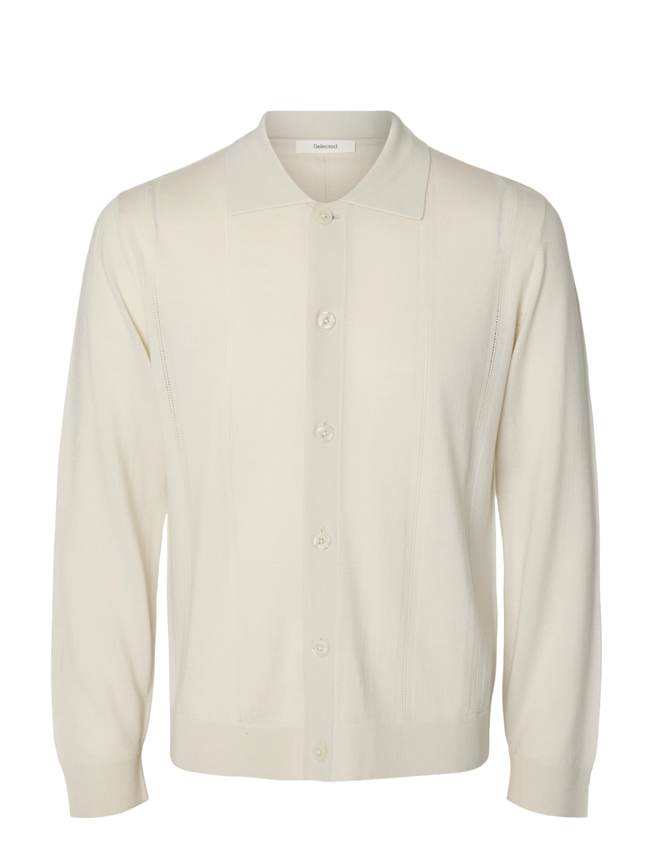 Selected - SLMTRAY LS MERINO STRUC POLO CARDIGAN - pikkade varrukatega kootud polod - silver birch - 1