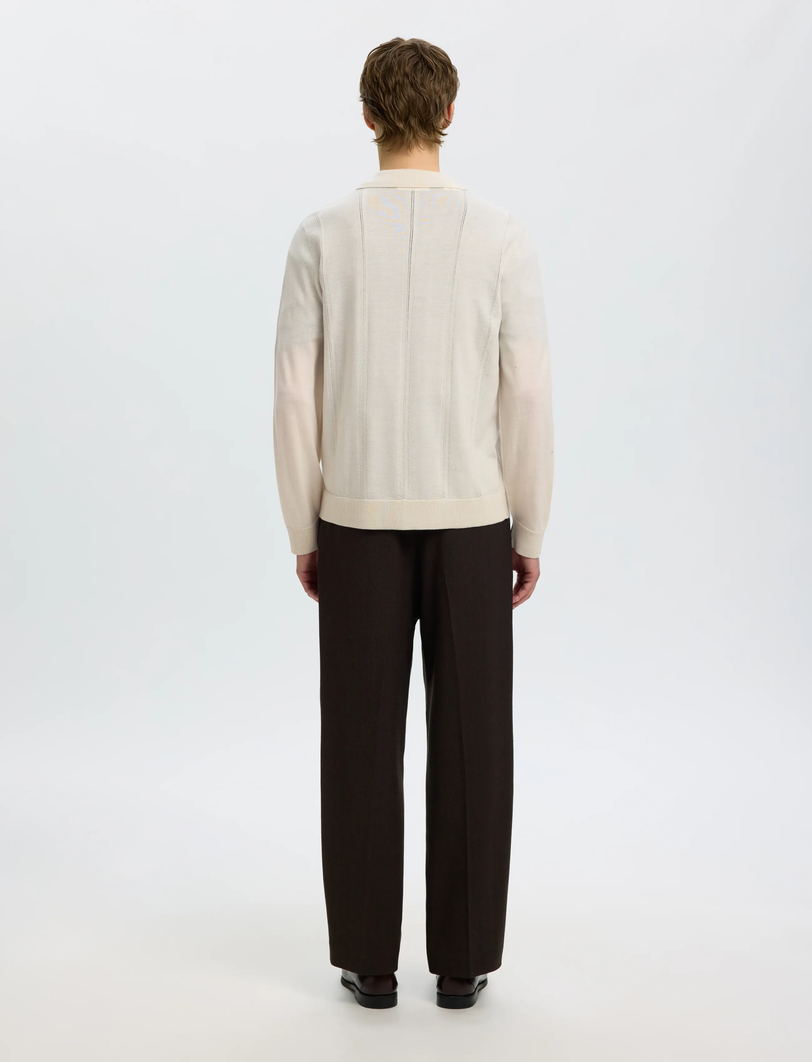 Selected - SLMTRAY LS MERINO STRUC POLO CARDIGAN - pikkade varrukatega kootud polod - silver birch - 2