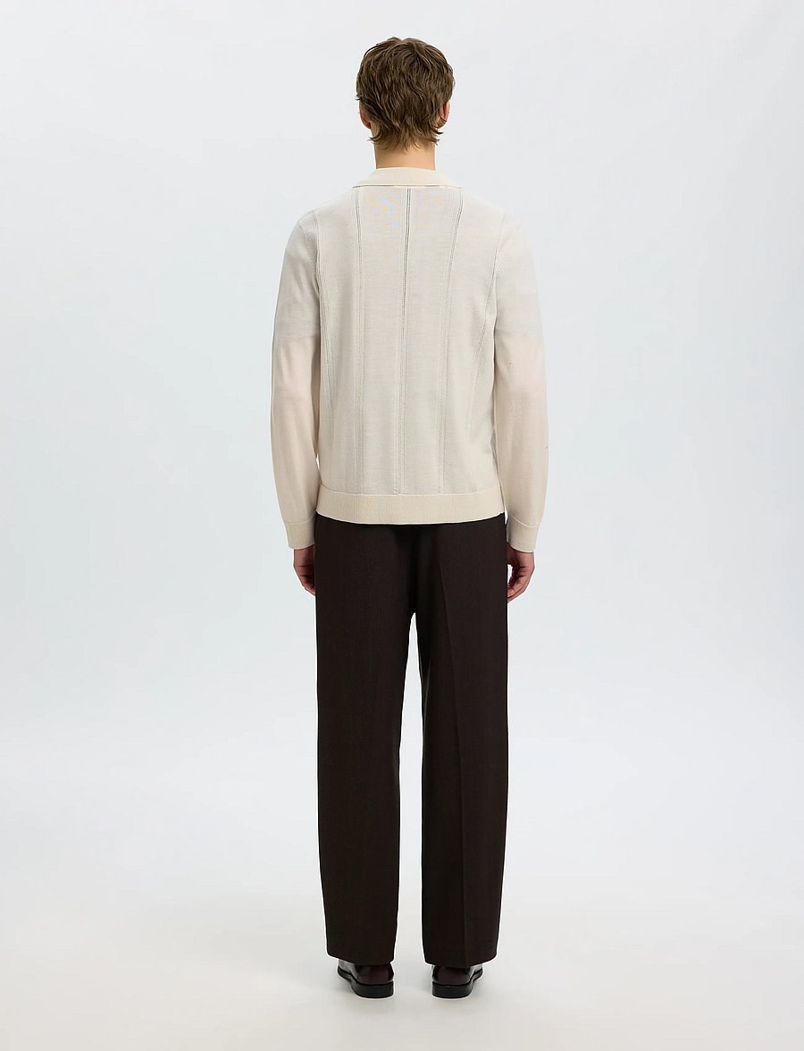 Selected - SLMTRAY LS MERINO STRUC POLO CARDIGAN - pikkade varrukatega kootud polod - silver birch - 2