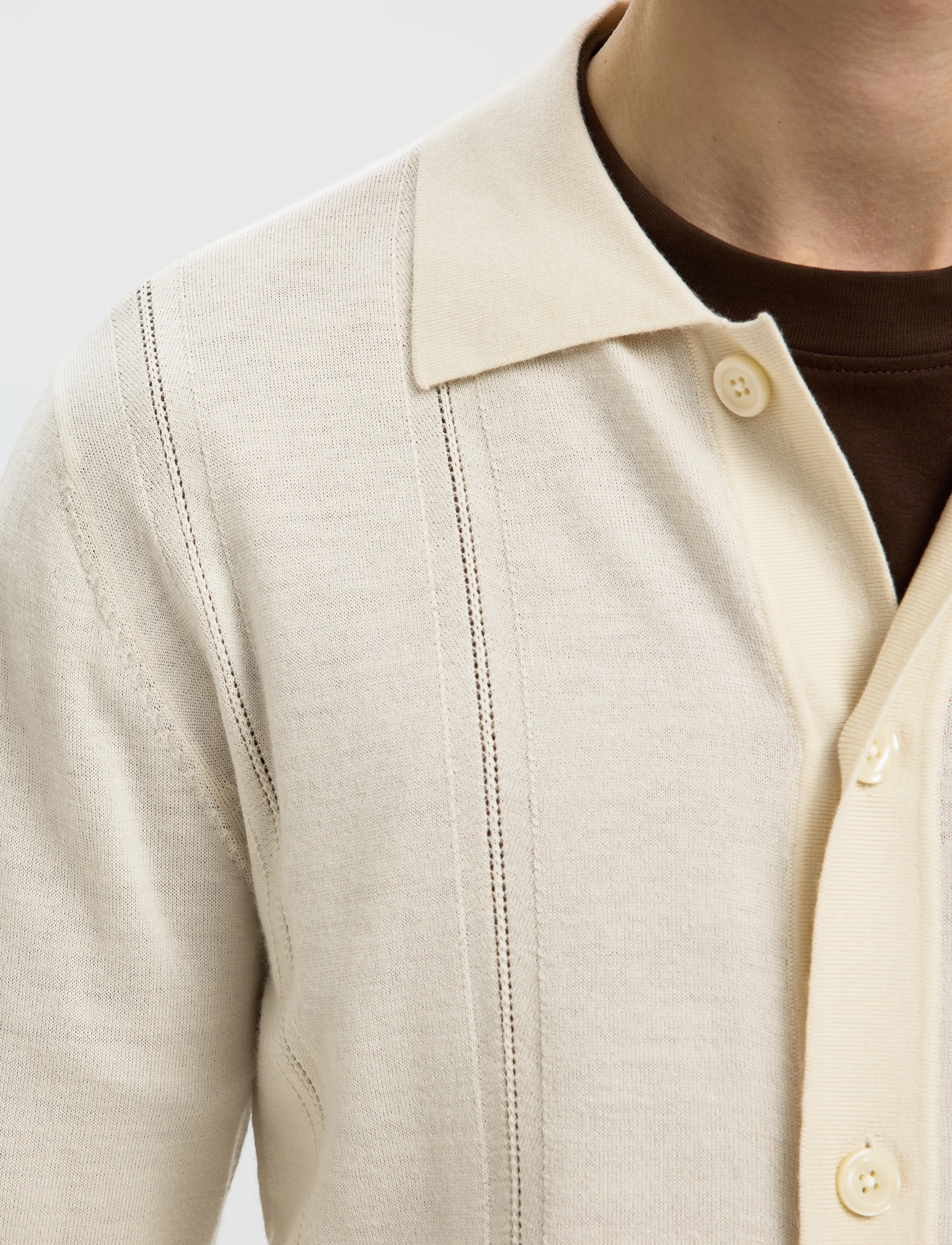 Selected - SLMTRAY LS MERINO STRUC POLO CARDIGAN - pikkade varrukatega kootud polod - silver birch - 4