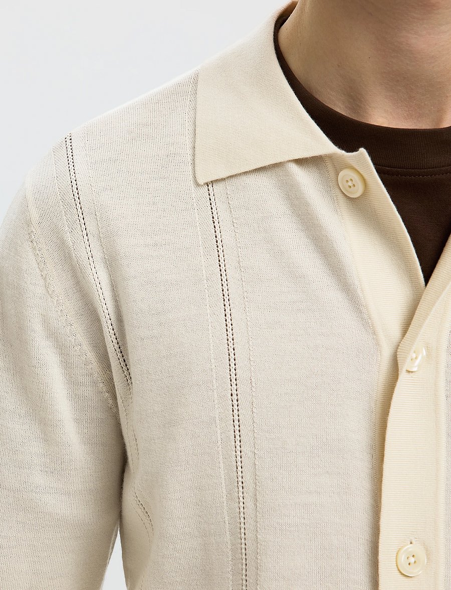 Selected - SLMTRAY LS MERINO STRUC POLO CARDIGAN - pikkade varrukatega kootud polod - silver birch - 4