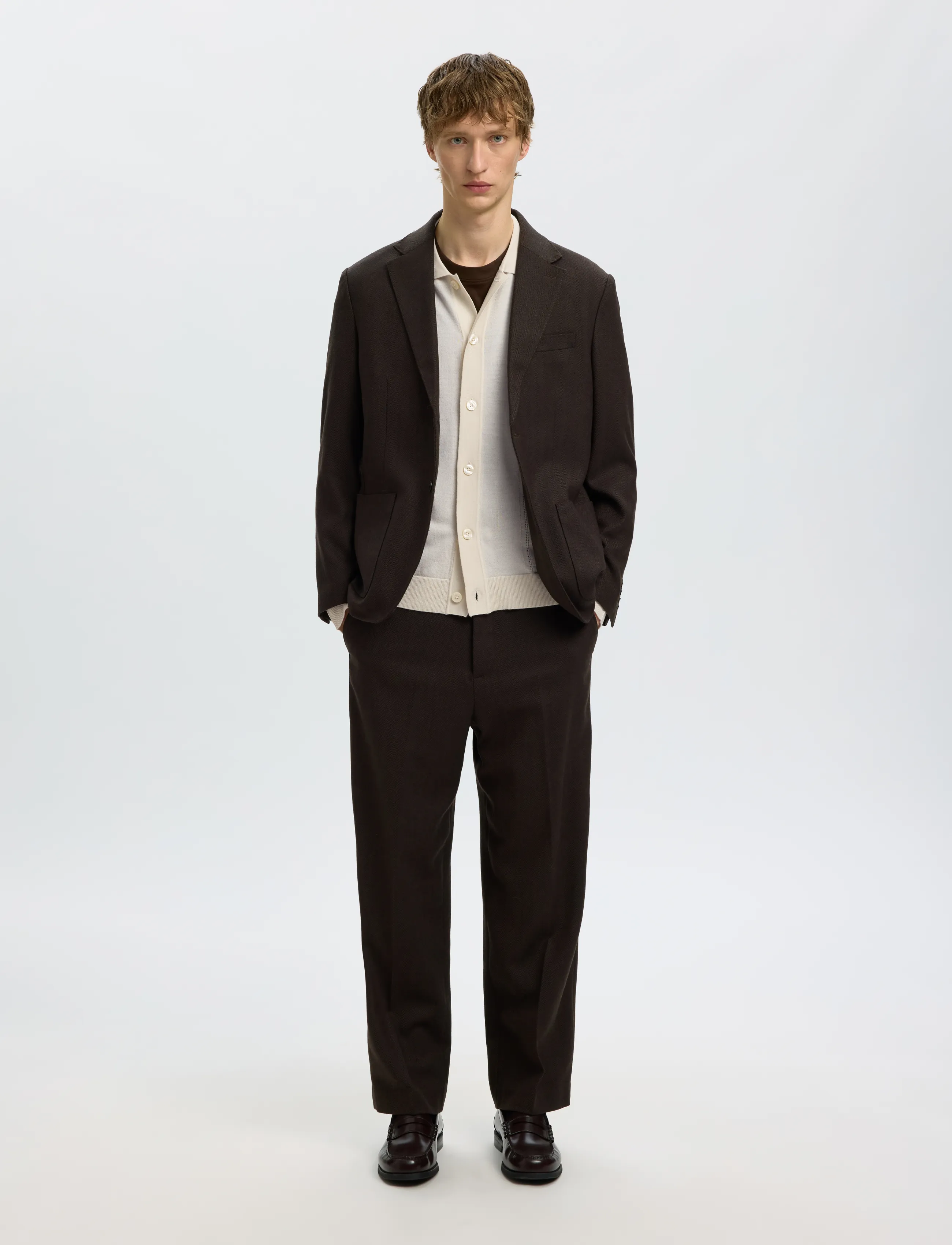 Selected - SLMTRAY LS MERINO STRUC POLO CARDIGAN - pikkade varrukatega kootud polod - silver birch - 5