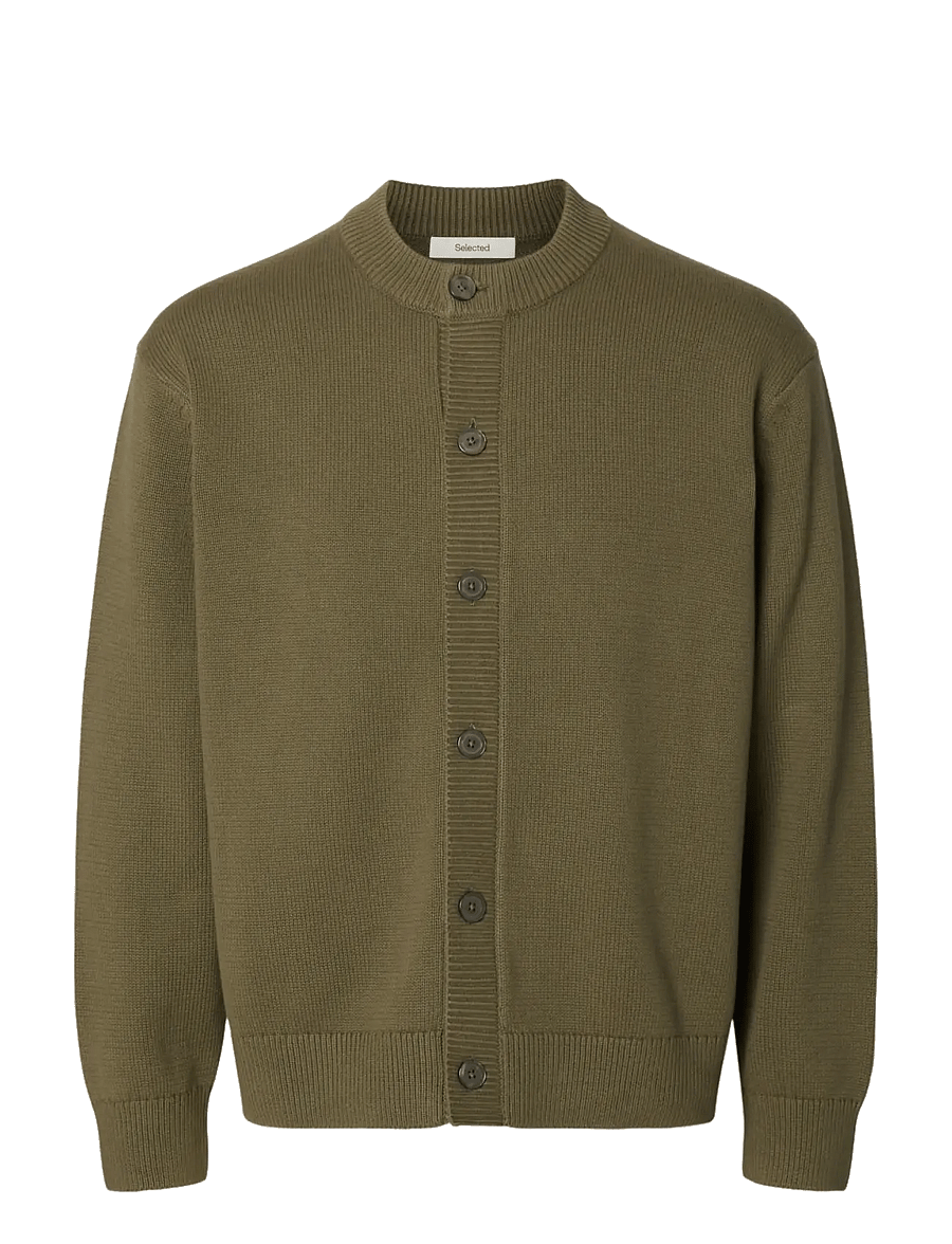 Selected - SLMBRAUN LS KNIT O-NECK CARDIGAN - koftor - kalamata - 0