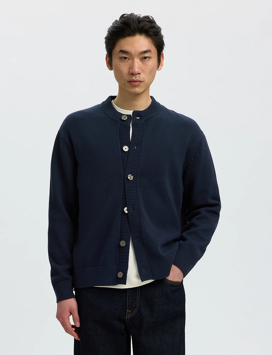 Selected - SLMBRAUN LS KNIT O-NECK CARDIGAN - strickjacken - sky captain - 0