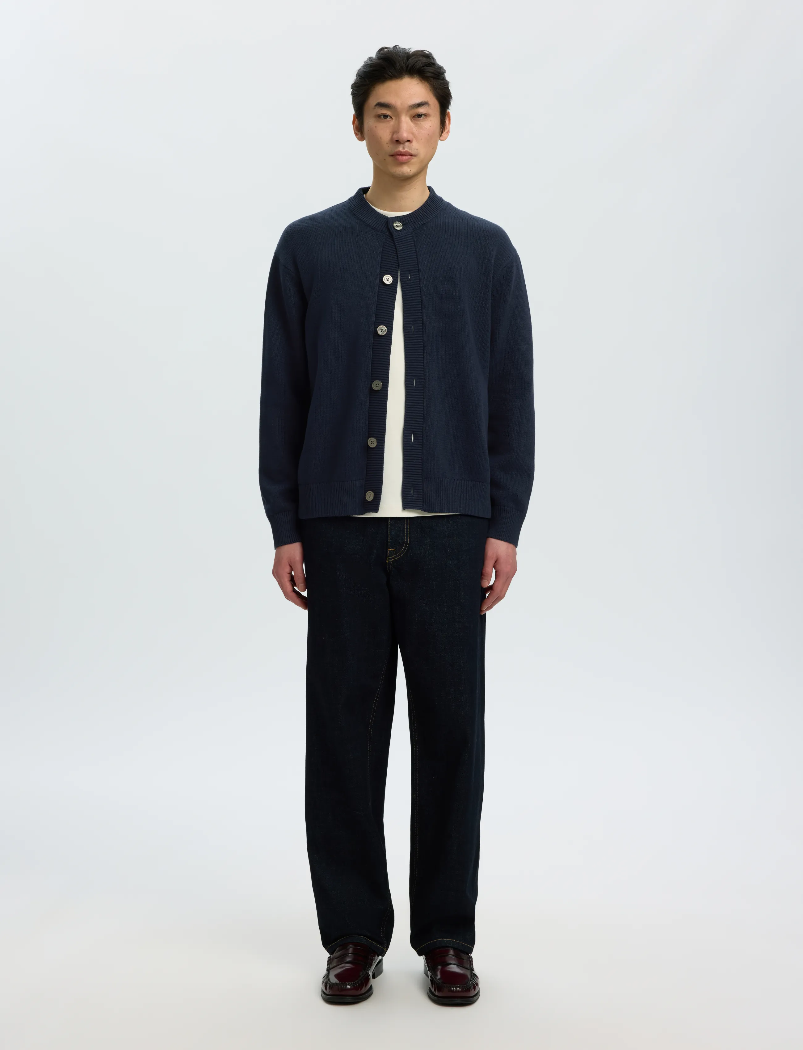 Selected - SLMBRAUN LS KNIT O-NECK CARDIGAN - cardigans - sky captain - 3
