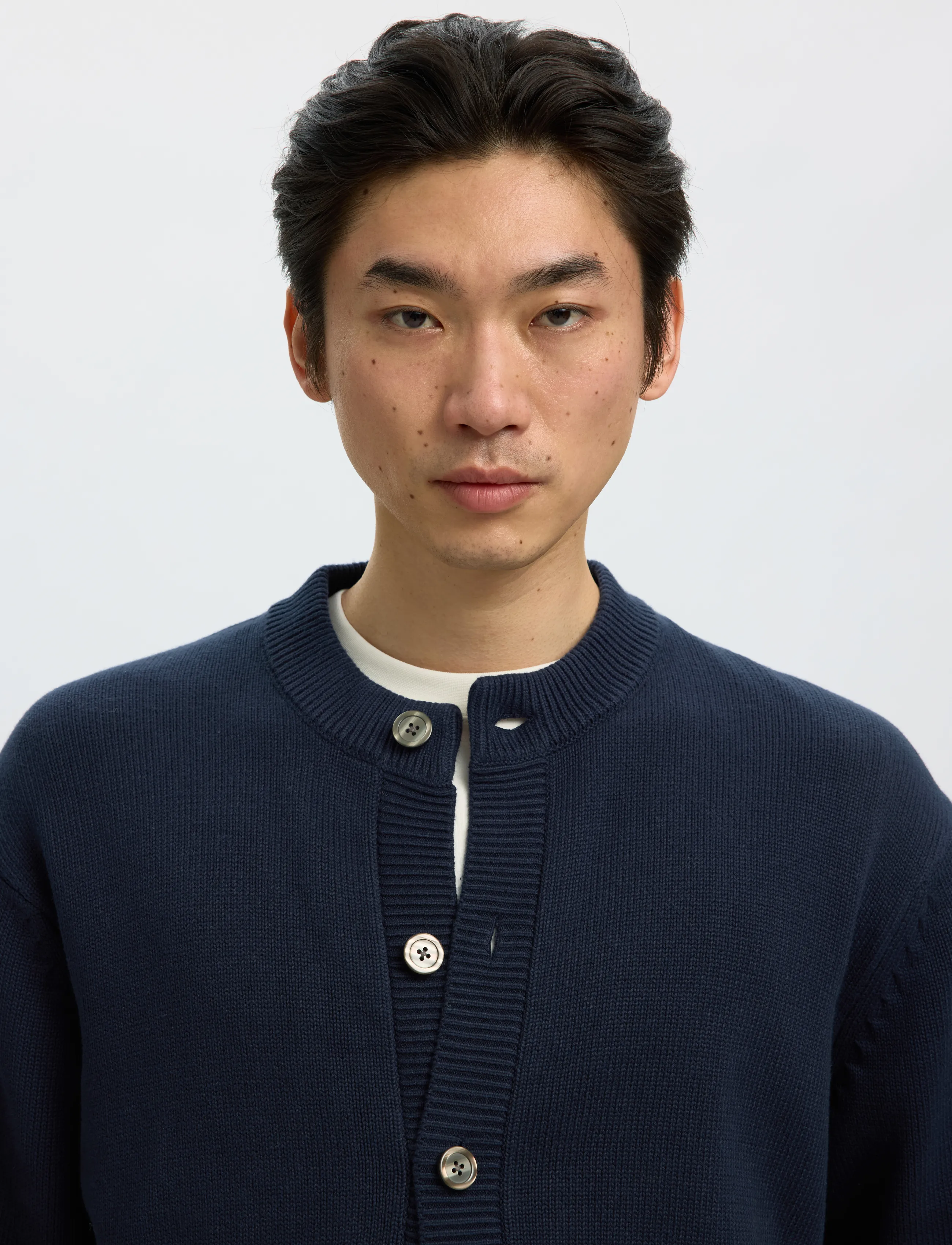 Selected - SLMBRAUN LS KNIT O-NECK CARDIGAN - cardigans - sky captain - 4