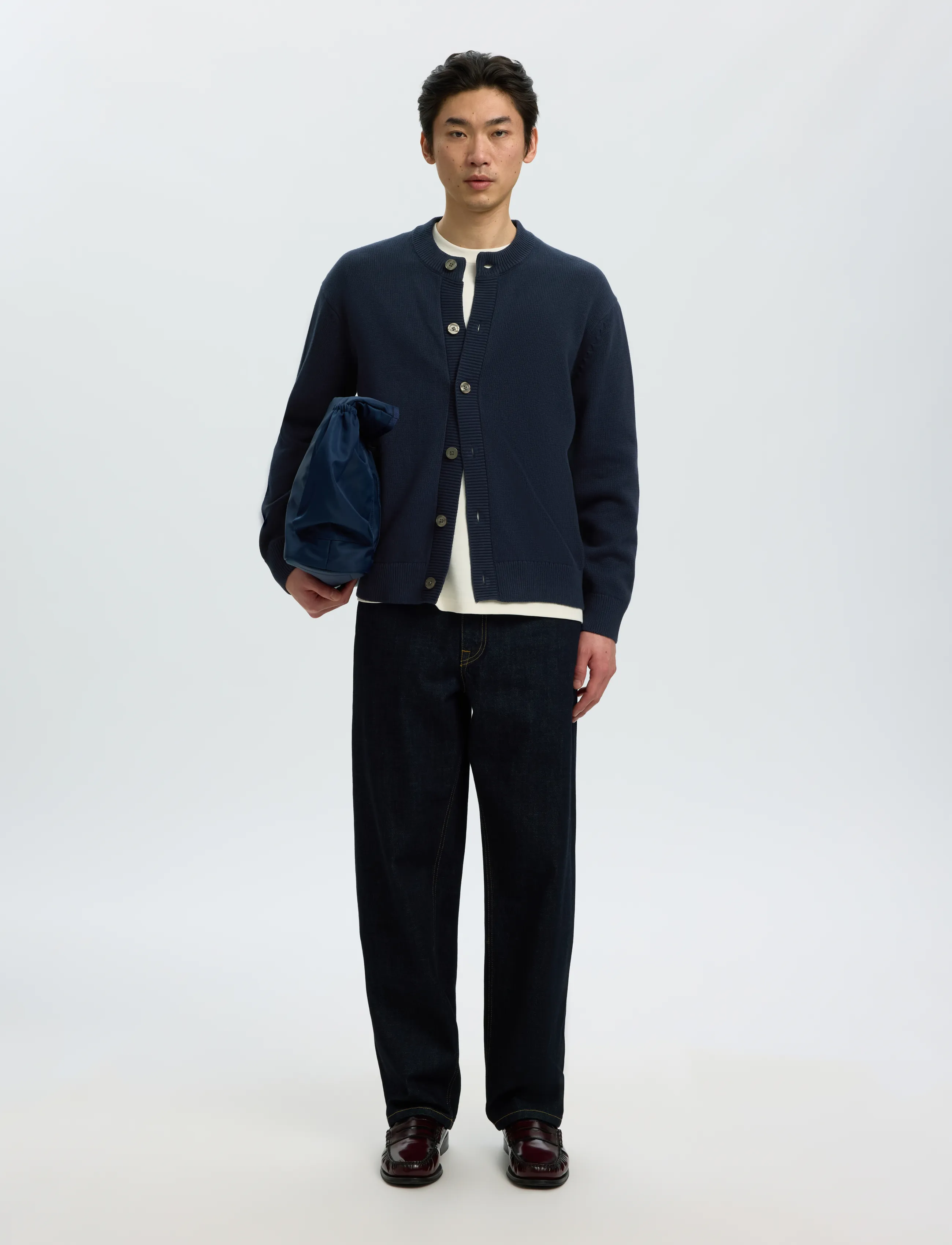 Selected - SLMBRAUN LS KNIT O-NECK CARDIGAN - cardigans - sky captain - 5