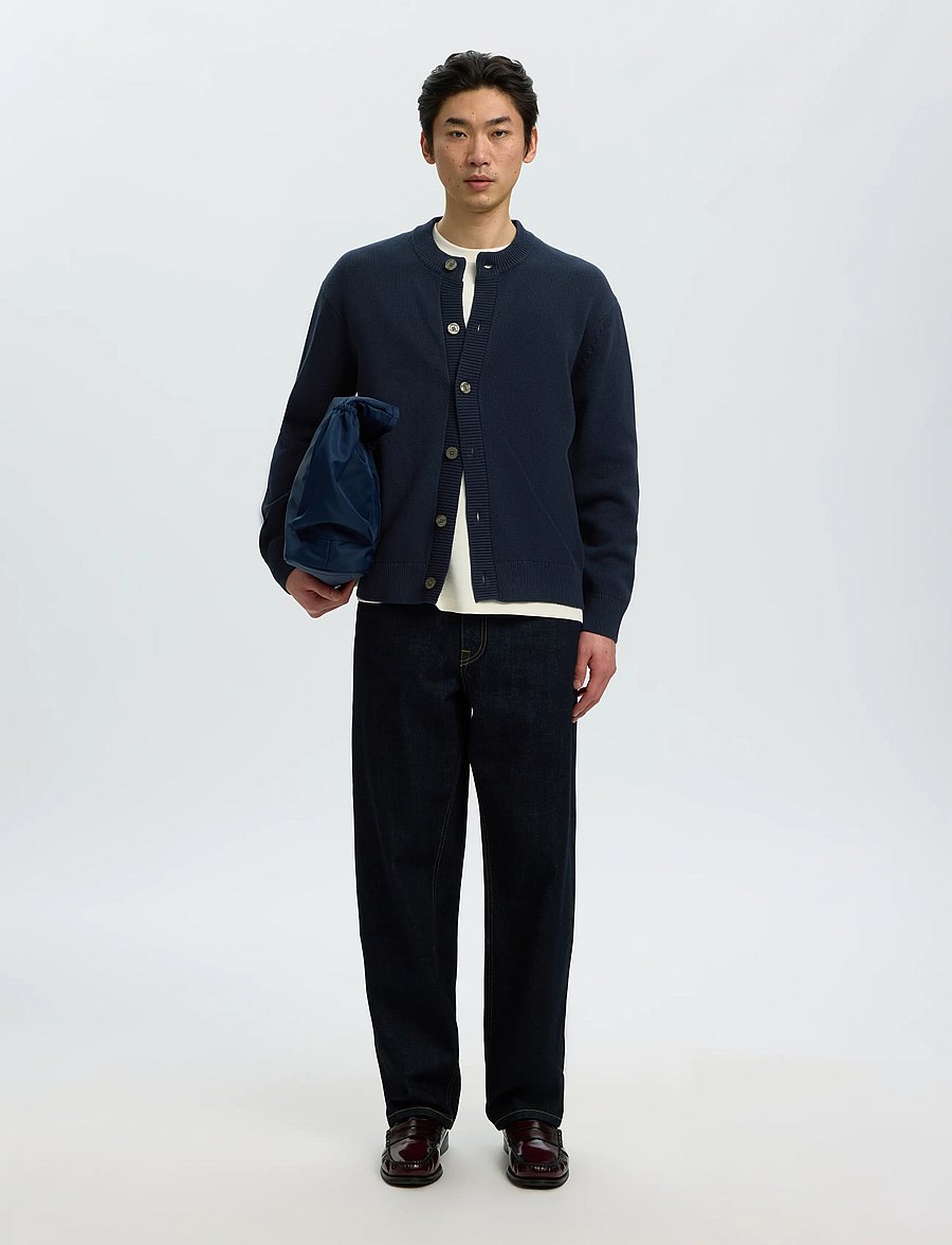 Selected - SLMBRAUN LS KNIT O-NECK CARDIGAN - strickjacken - sky captain - 5