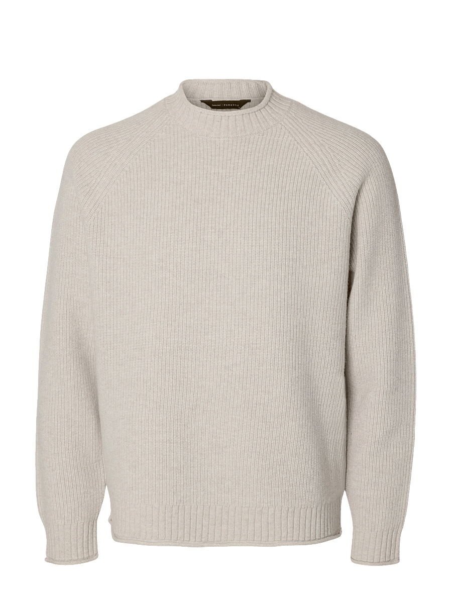 Selected - SLMDOMESTIC LS KNIT CREW NECK - rund hals - silver birch - 1