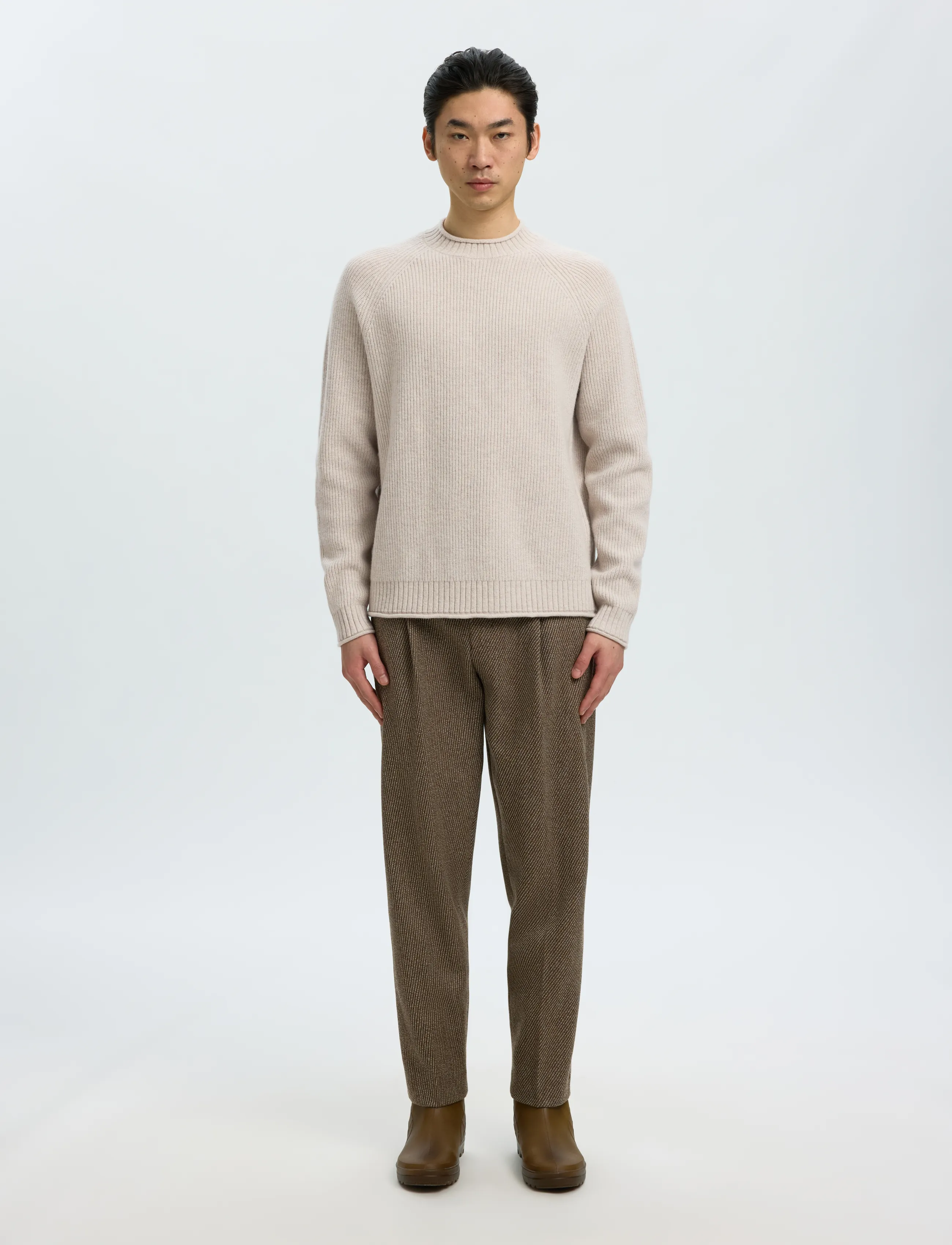 Selected - SLMDOMESTIC LS KNIT CREW NECK - rund hals - silver birch - 3