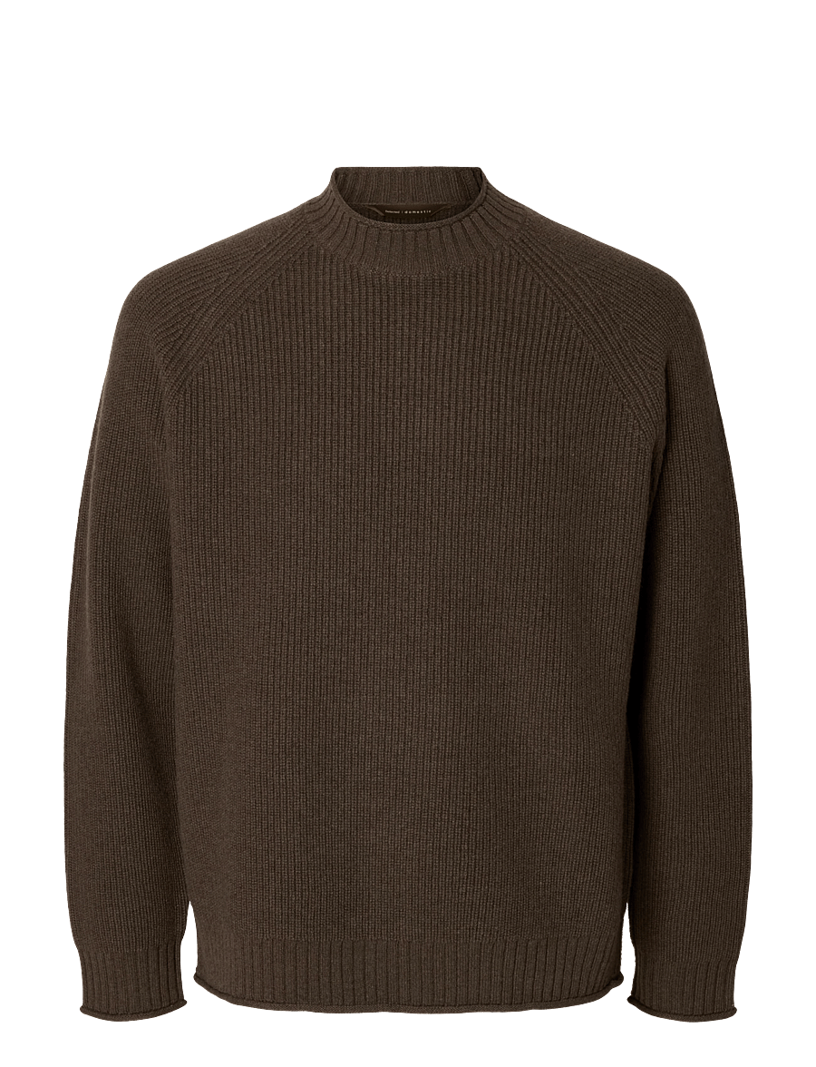 Selected - SLMDOMESTIC LS KNIT CREW NECK - rundhalsad - turkish coffee - 1