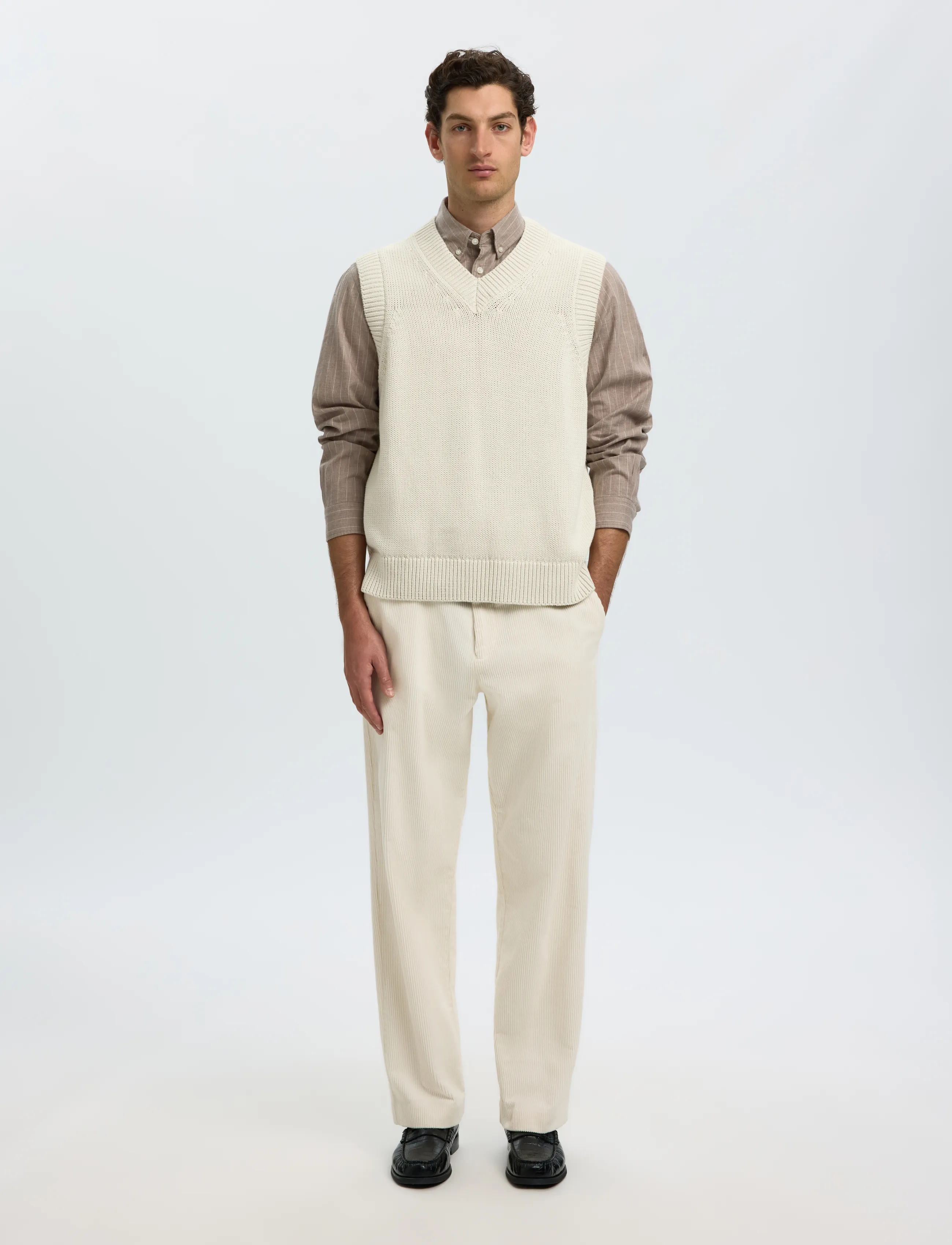 Selected - SLMBRAUN HEAVY KNIT VEST - strickwesten - silver birch - 3