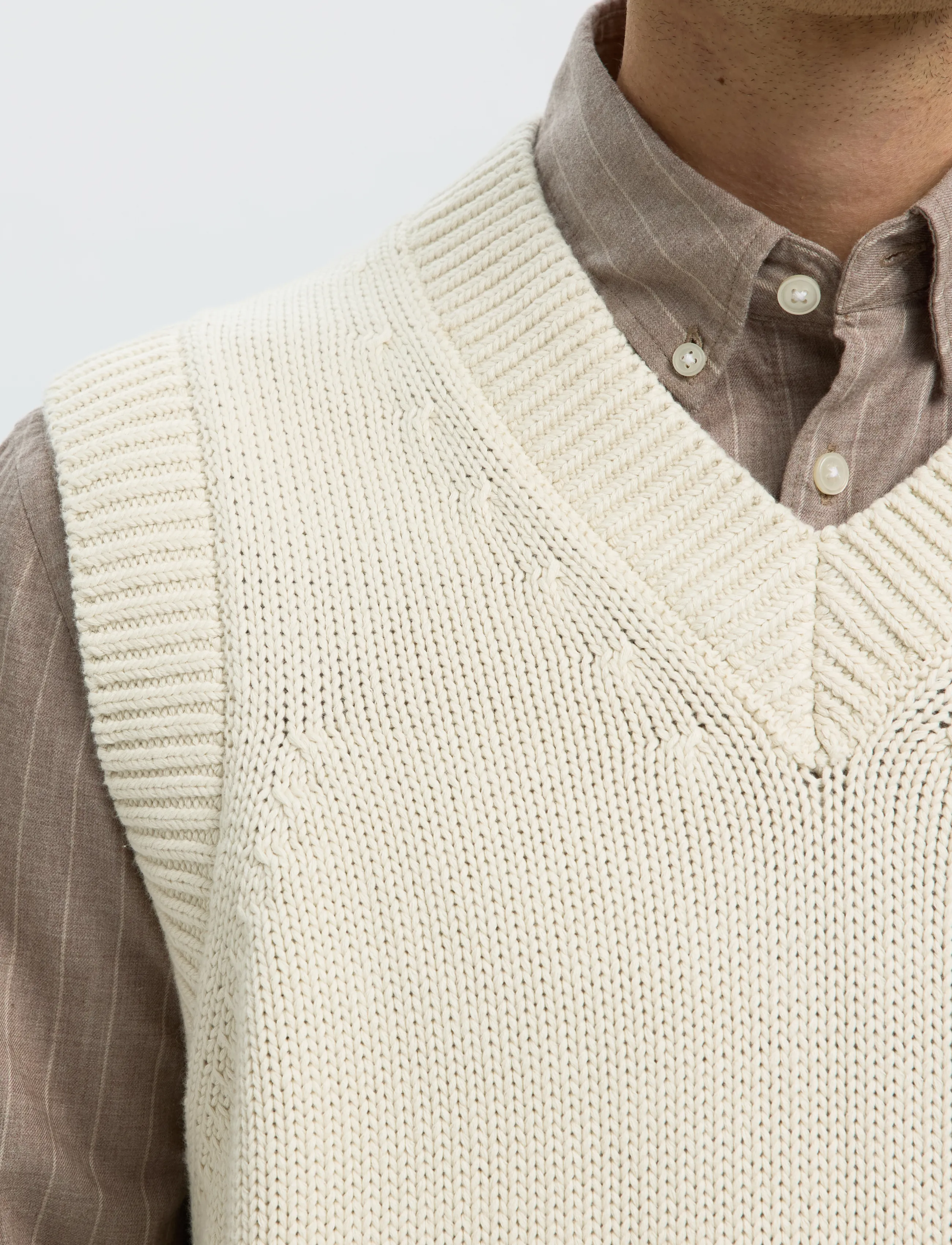 Selected - SLMBRAUN HEAVY KNIT VEST - strickwesten - silver birch - 4