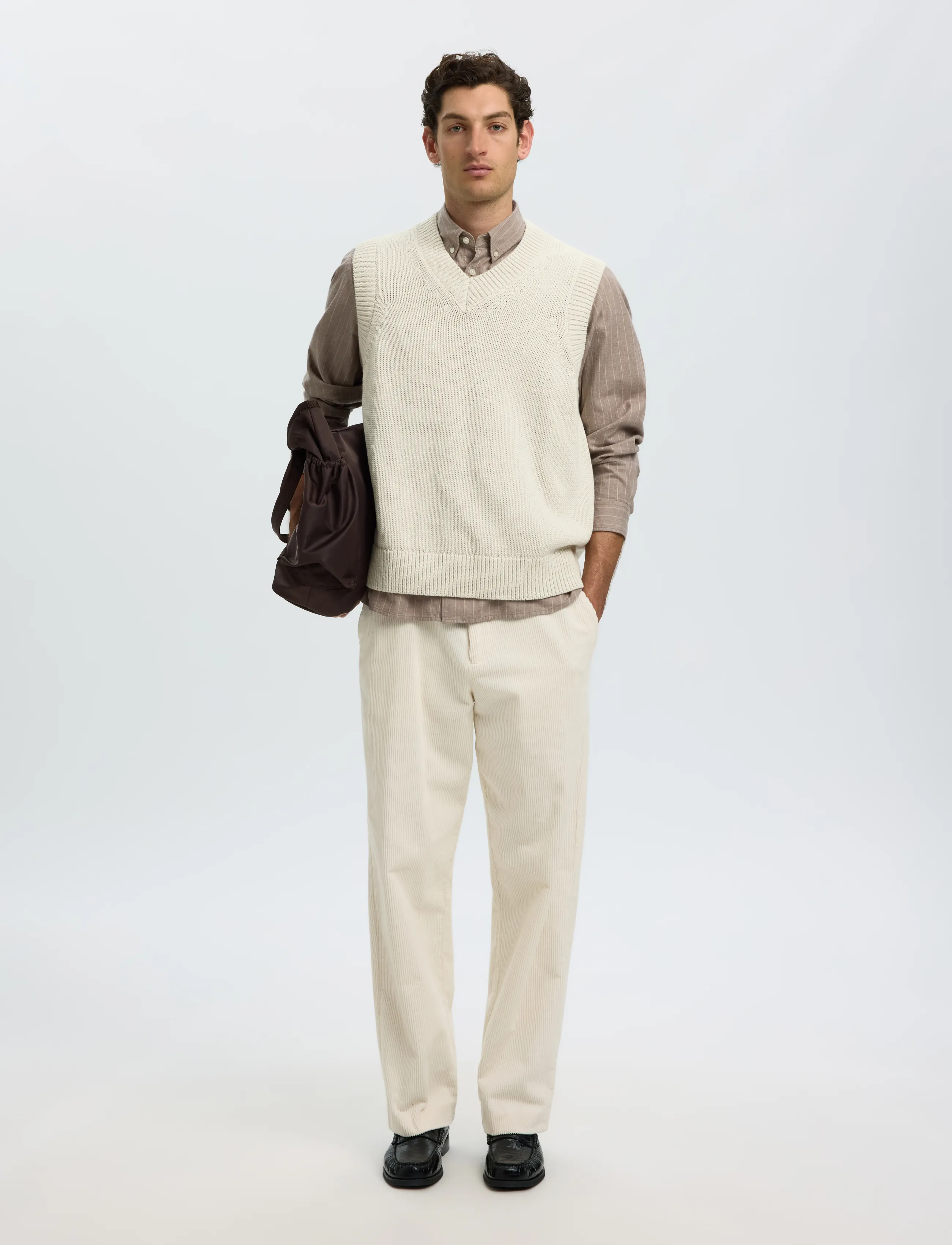Selected - SLMBRAUN HEAVY KNIT VEST - strickwesten - silver birch - 5