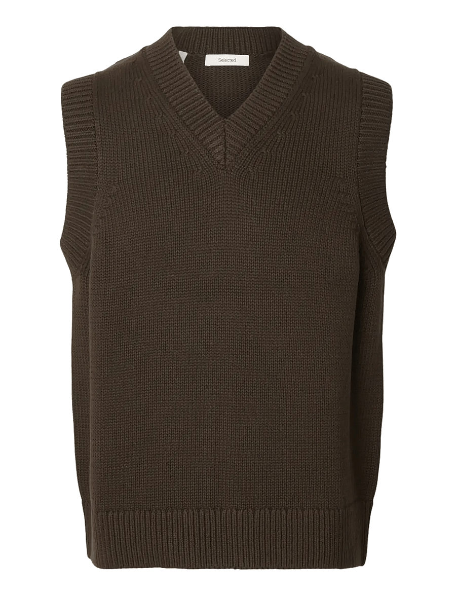 Selected - SLMBRAUN HEAVY KNIT VEST - strickwesten - turkish coffee - 1