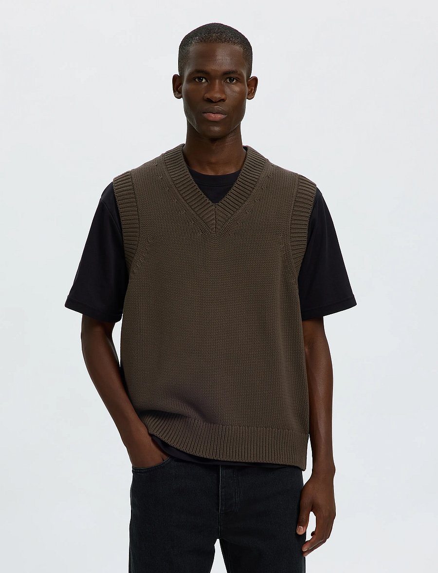Selected - SLMBRAUN HEAVY KNIT VEST - strickwesten - turkish coffee - 0