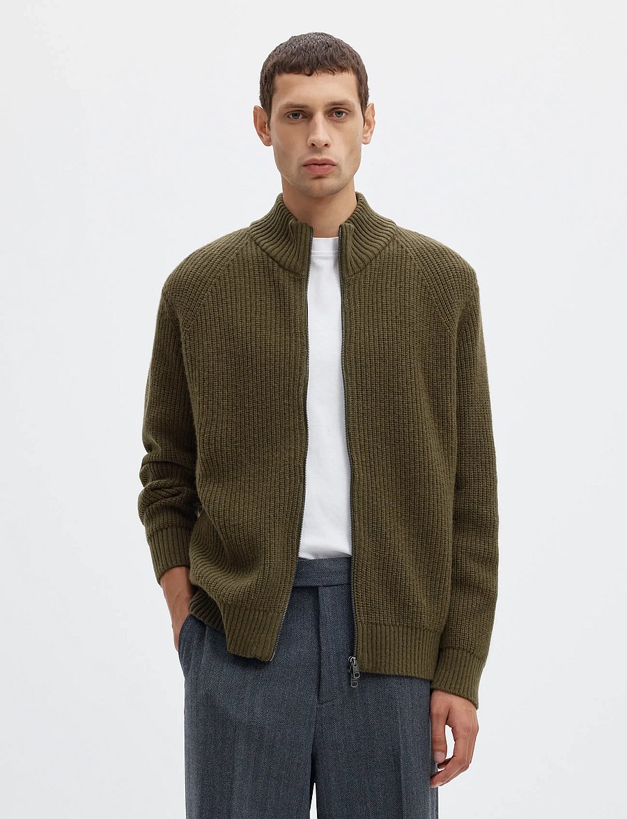 Selected - SLMCODY LS KNIT ZIP CARDIGAN - strickjacken - kalamata - 0