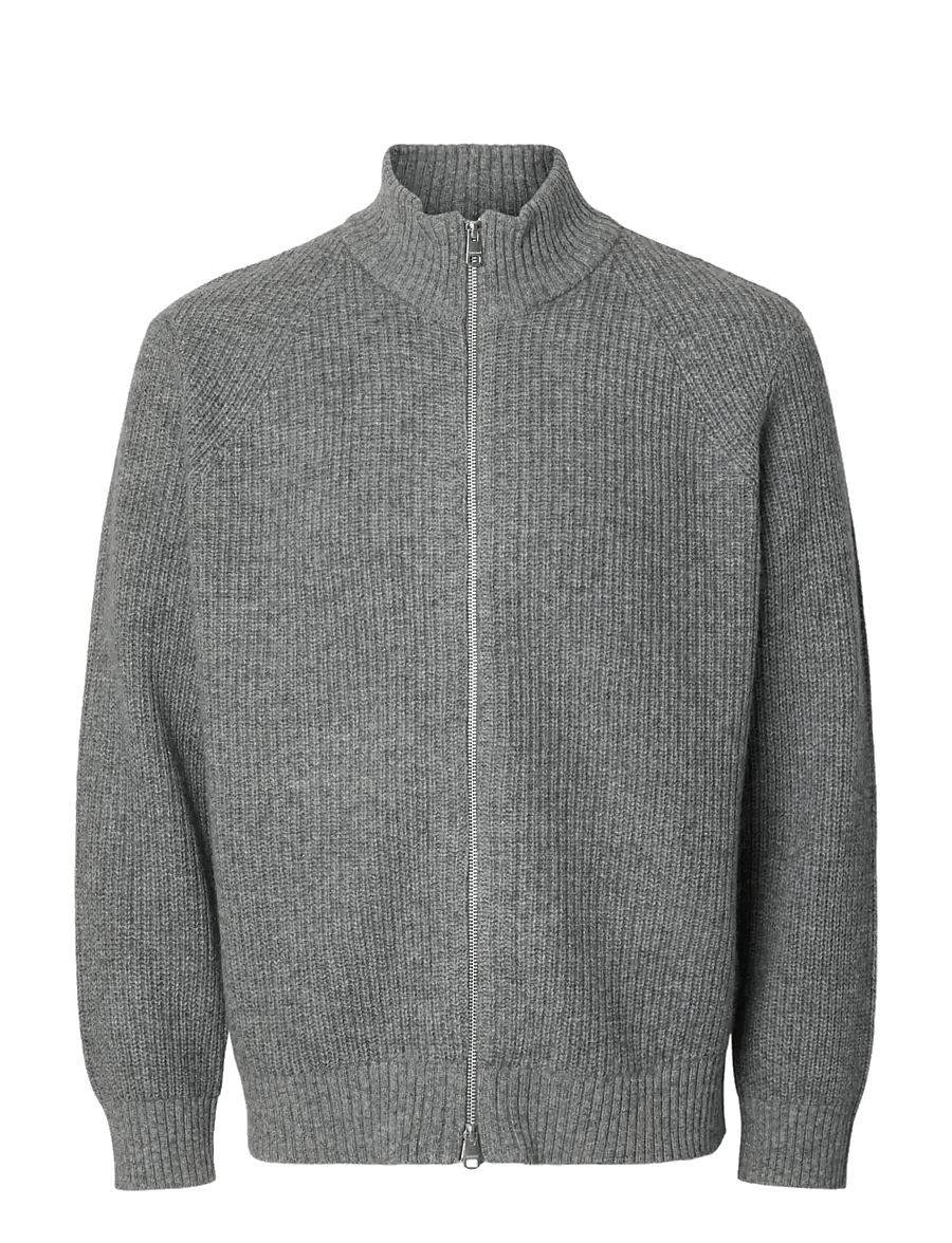 Selected - SLMCODY LS KNIT ZIP CARDIGAN - medium grey melange - 1