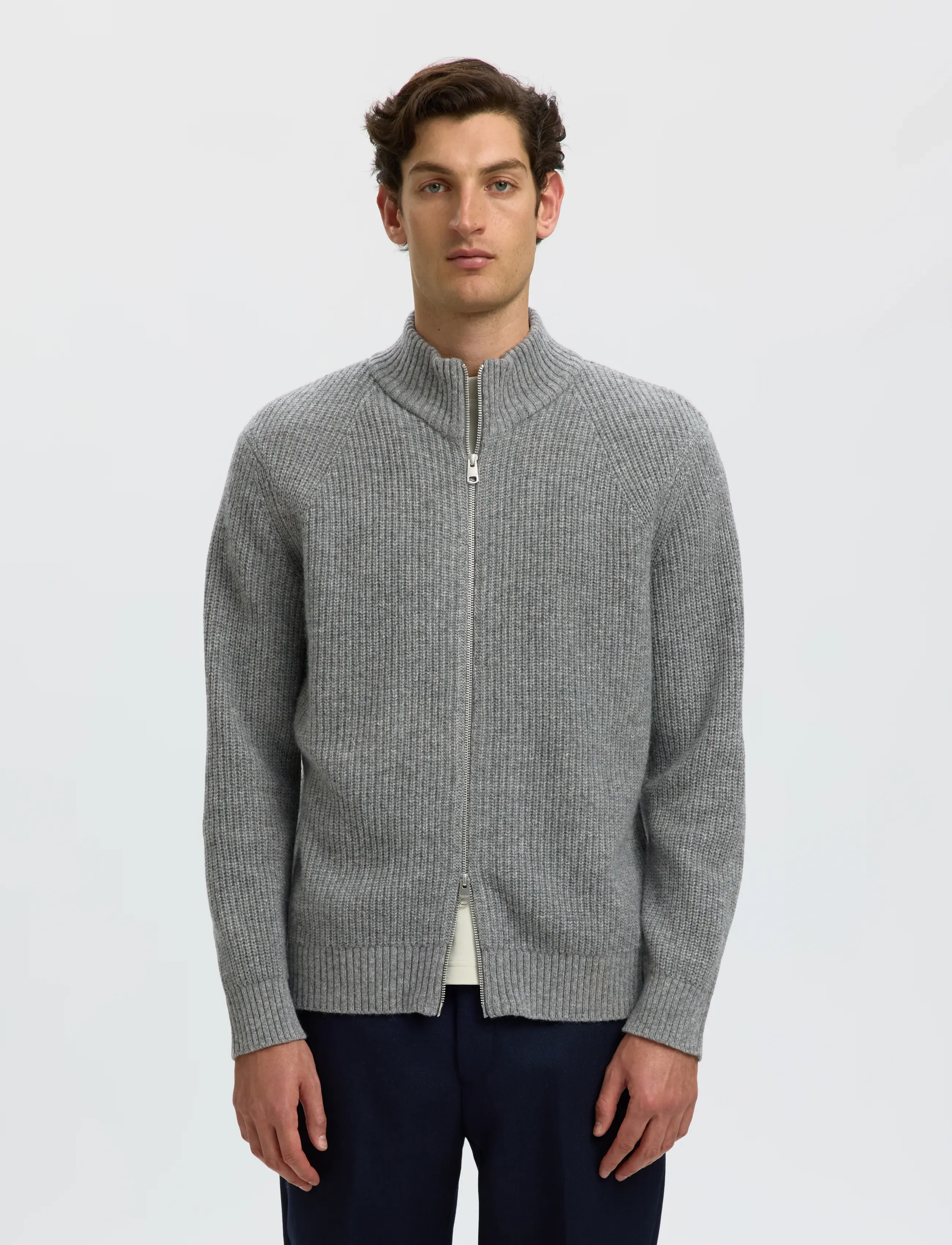 Selected SLMCODY LS KNIT ZIP CARDIGAN - Kollektionen - MEDIUM GREY MELANGE / grey