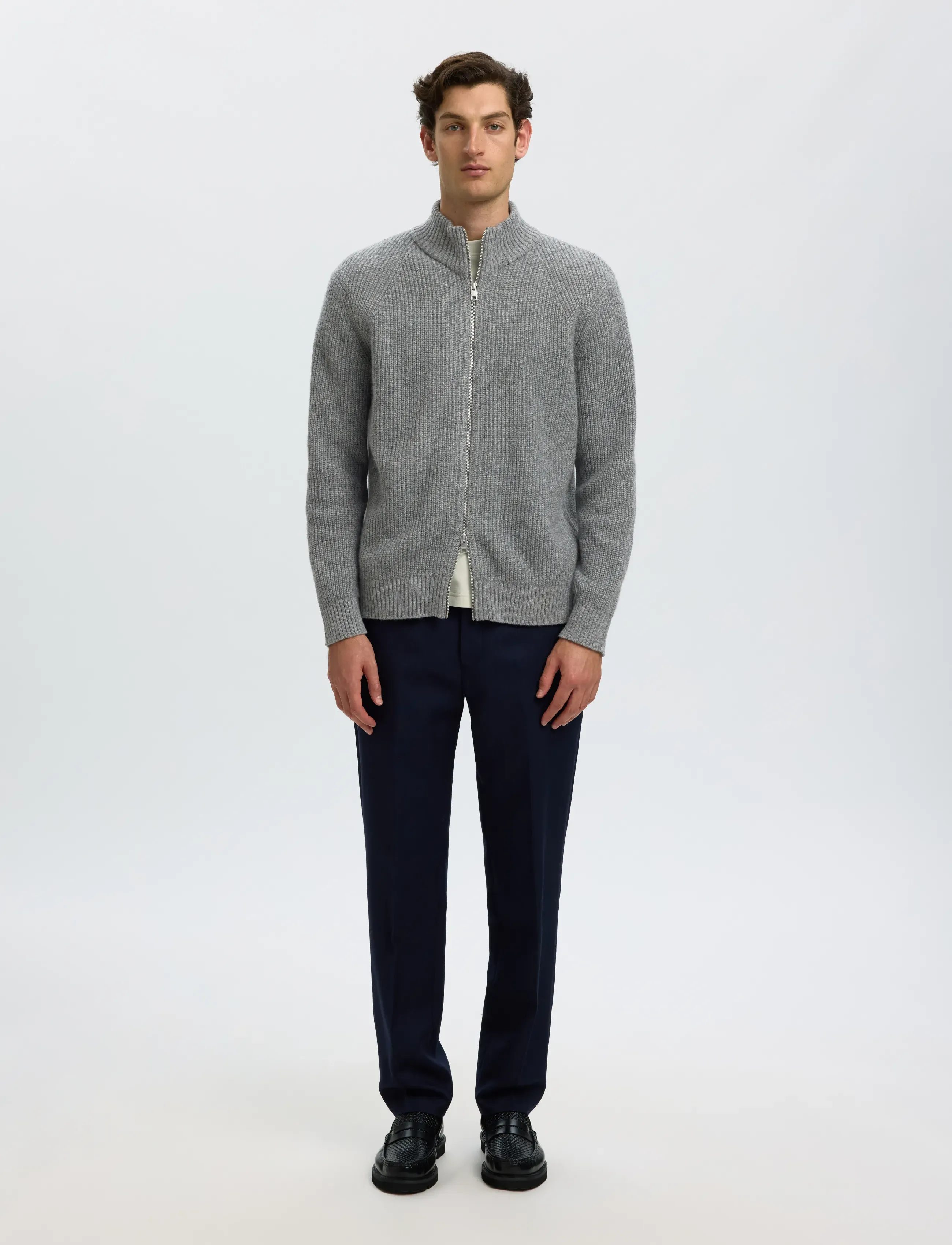 Selected - SLMCODY LS KNIT ZIP CARDIGAN - medium grey melange - 3