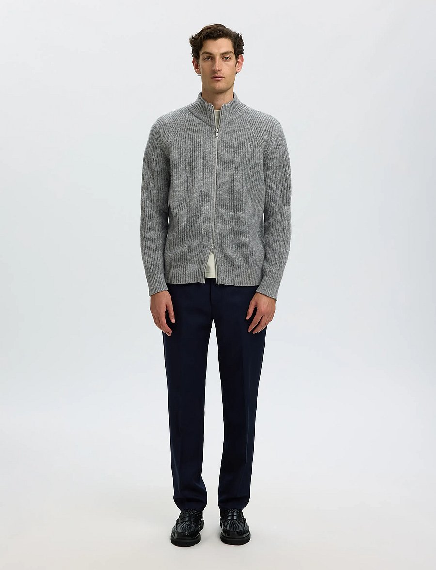 Selected - SLMCODY LS KNIT ZIP CARDIGAN - medium grey melange - 3