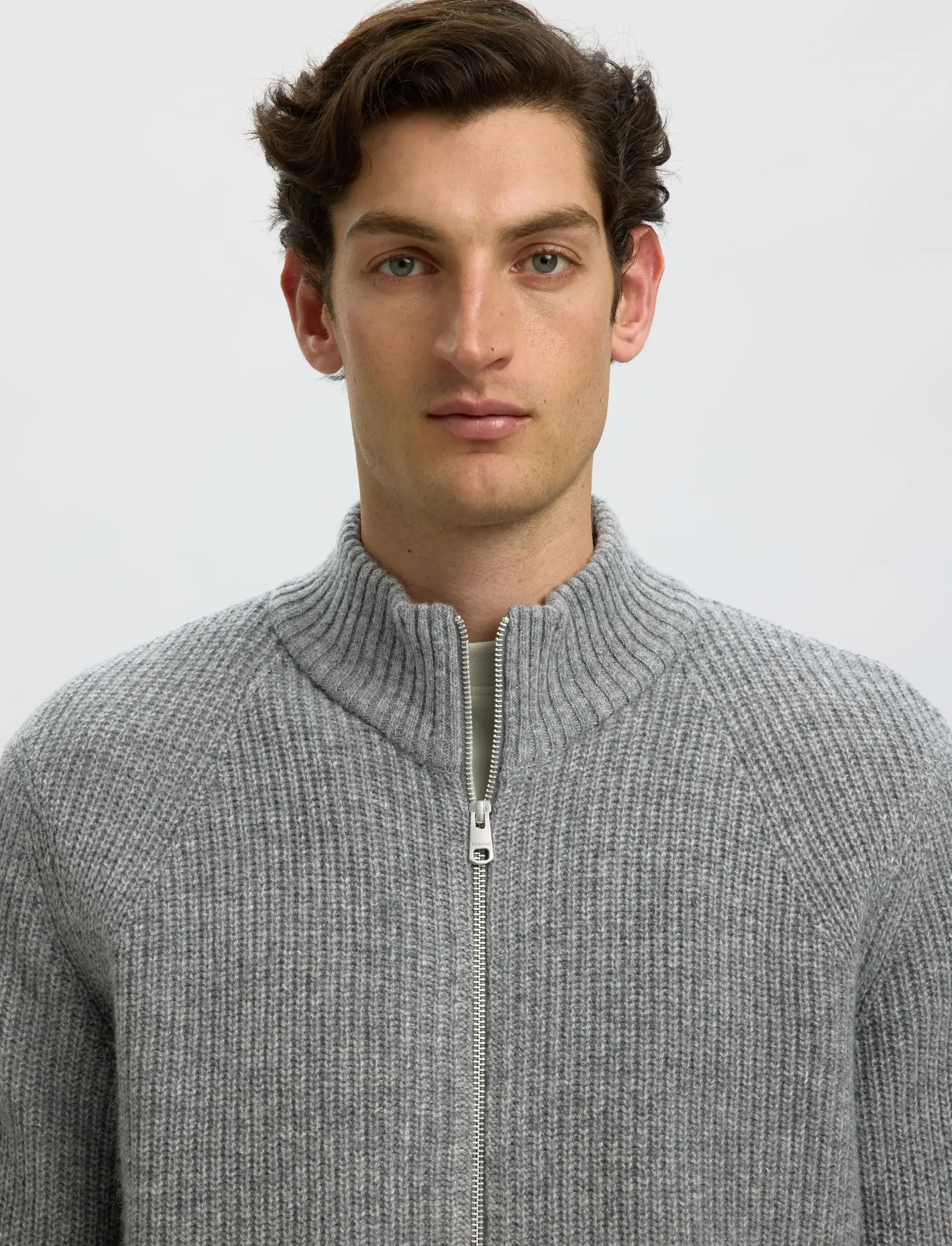Selected - SLMCODY LS KNIT ZIP CARDIGAN - medium grey melange - 4