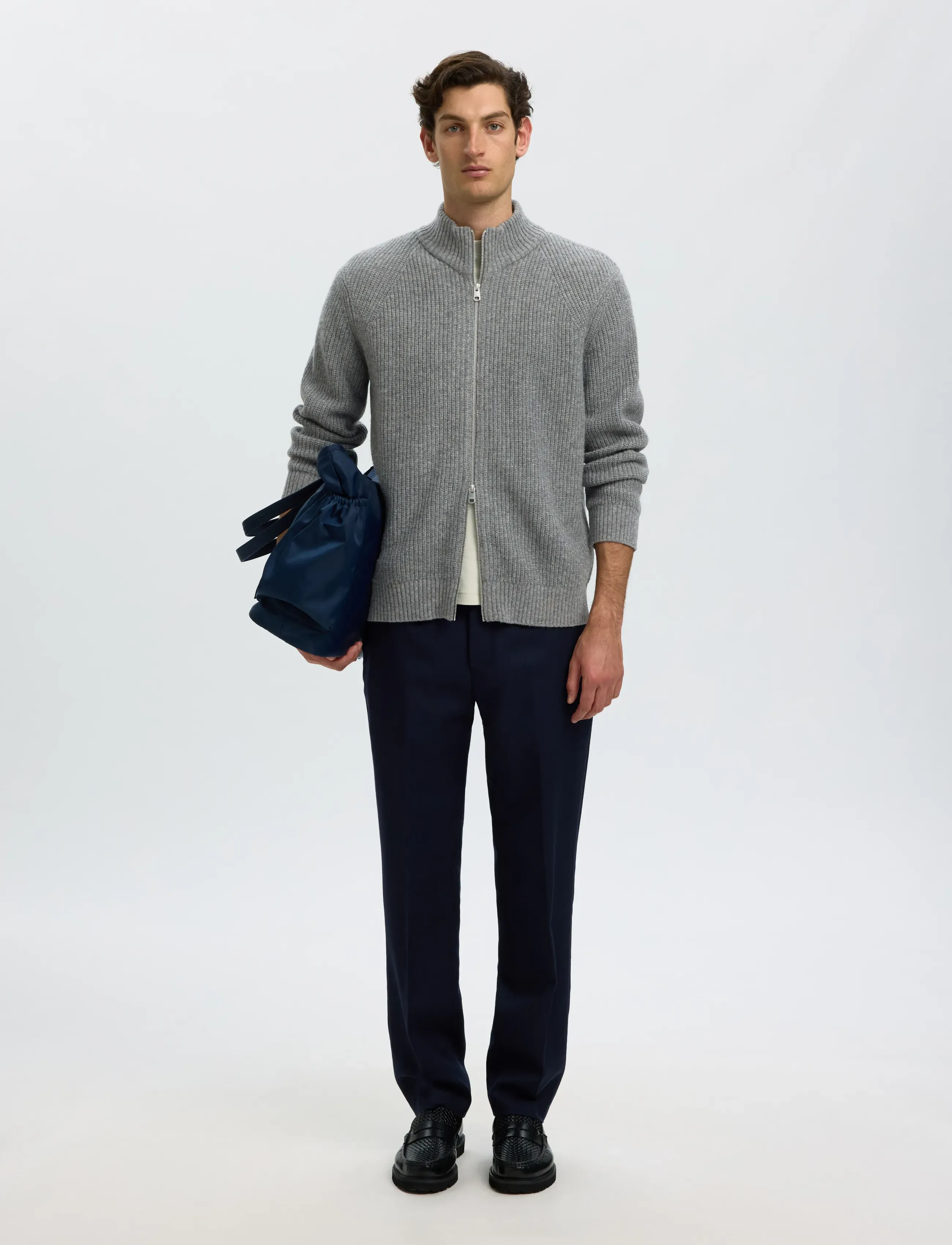 Selected - SLMCODY LS KNIT ZIP CARDIGAN - medium grey melange - 5