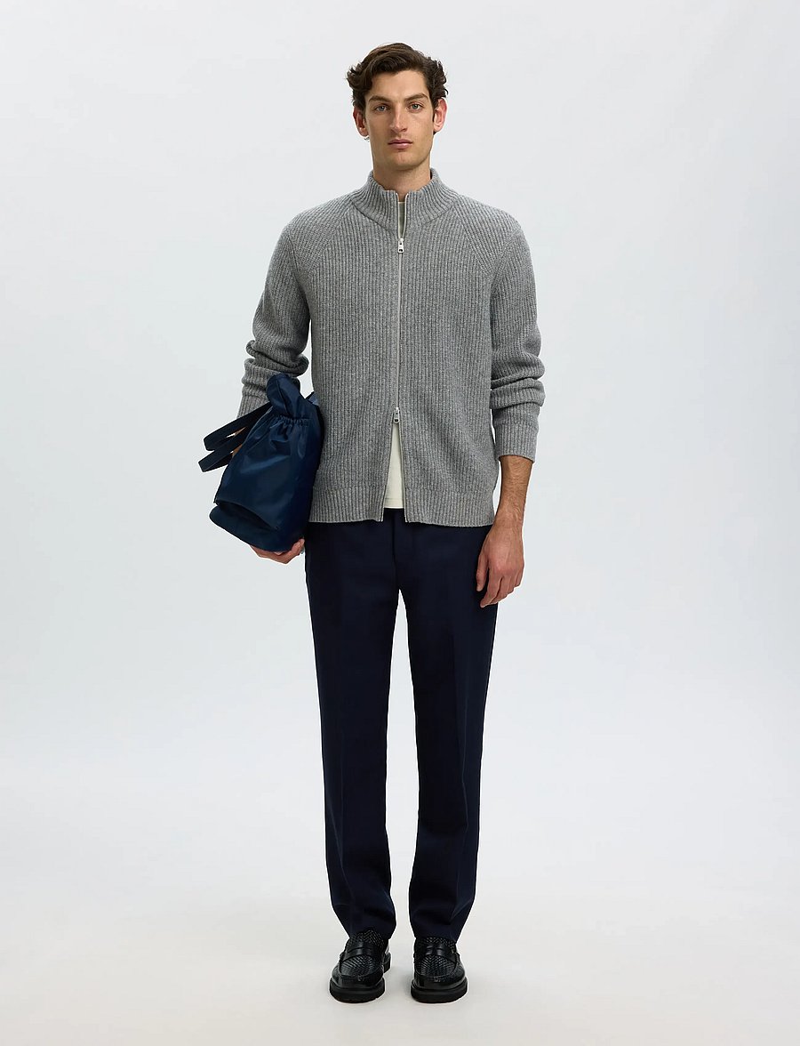 Selected - SLMCODY LS KNIT ZIP CARDIGAN - medium grey melange - 5