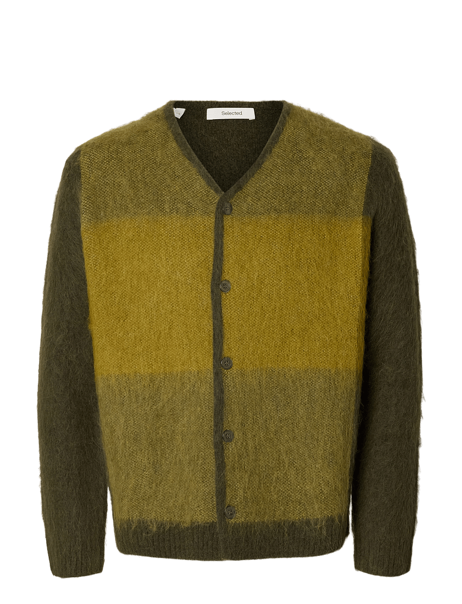 Selected - SLMRAI LS KNIT BLOCK CARDIGAN - forest night - 1