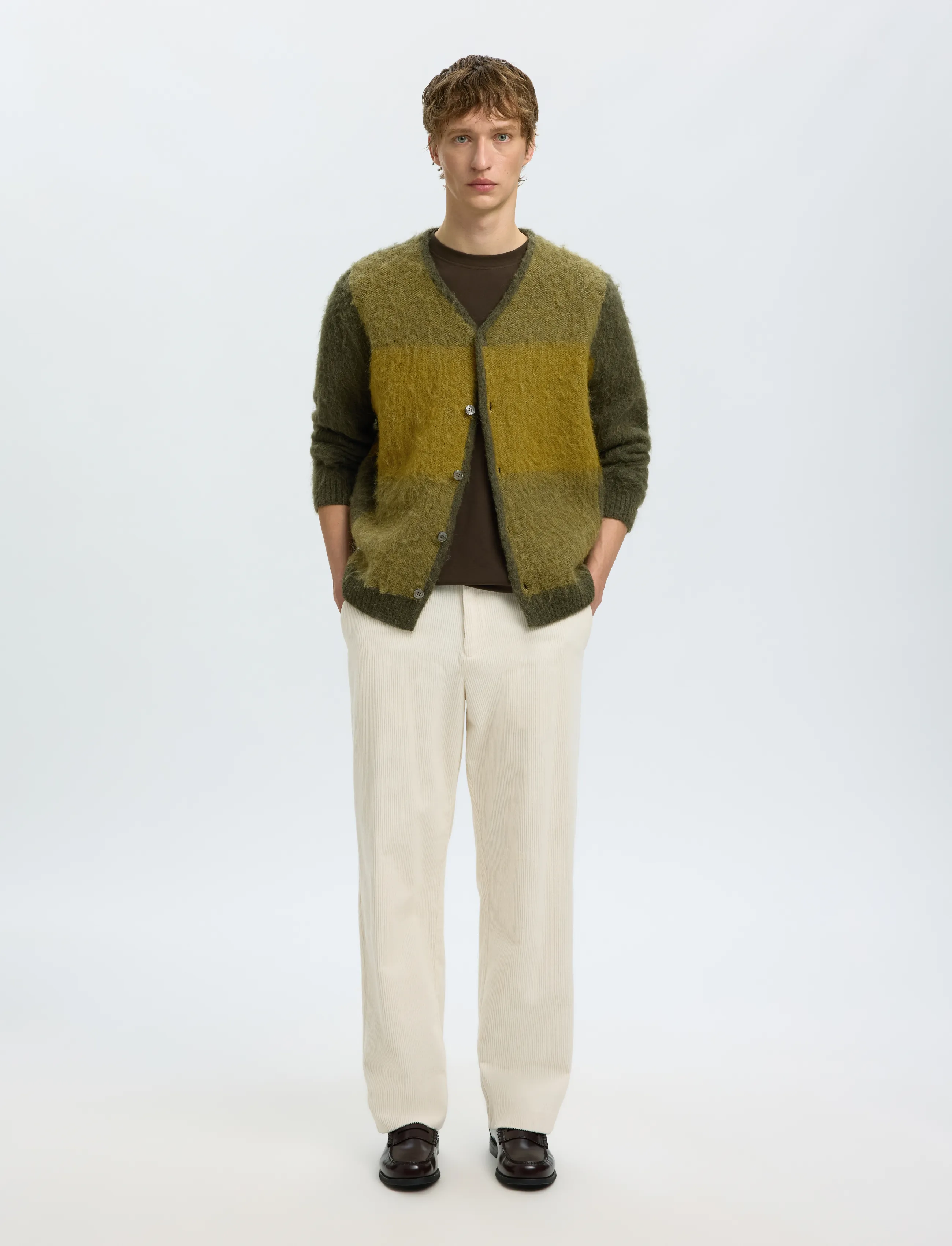 Selected - SLMRAI LS KNIT BLOCK CARDIGAN - forest night - 5