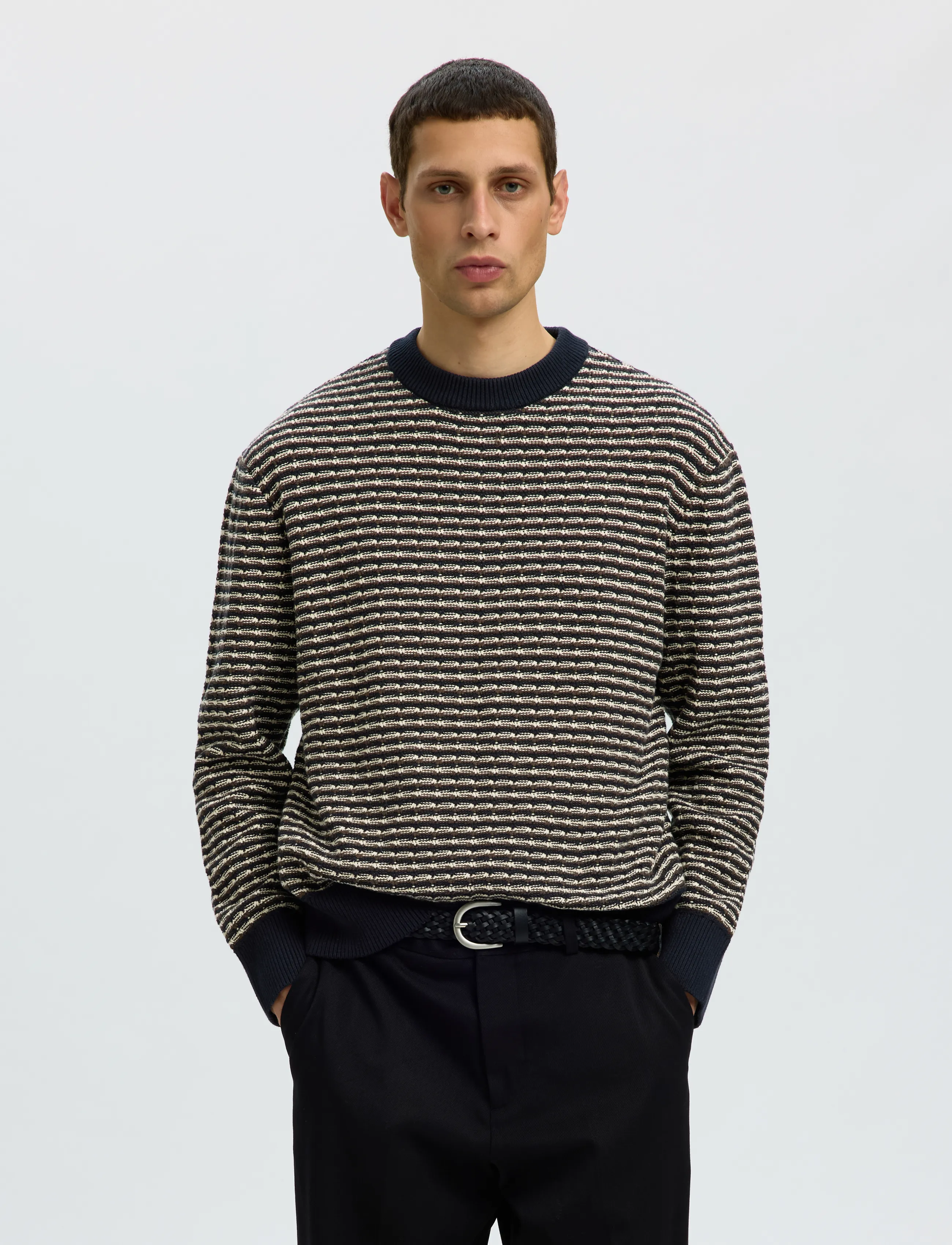 Selected SLMDARRELL LS STRUCTURE CREW NECK - Osta olukorra järgi - SKY CAPTAIN / navy