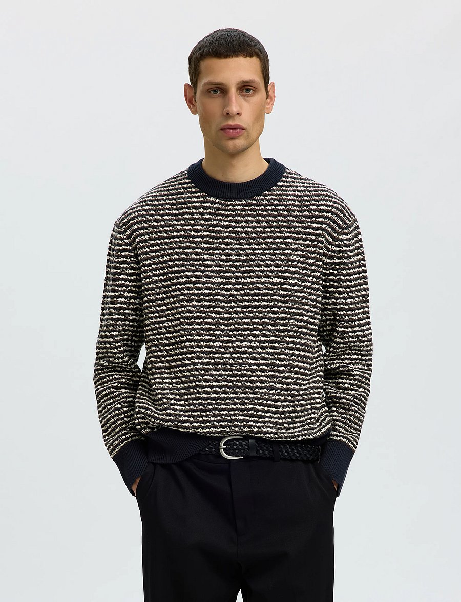 Selected - SLMDARRELL LS STRUCTURE CREW NECK - sky captain - 0