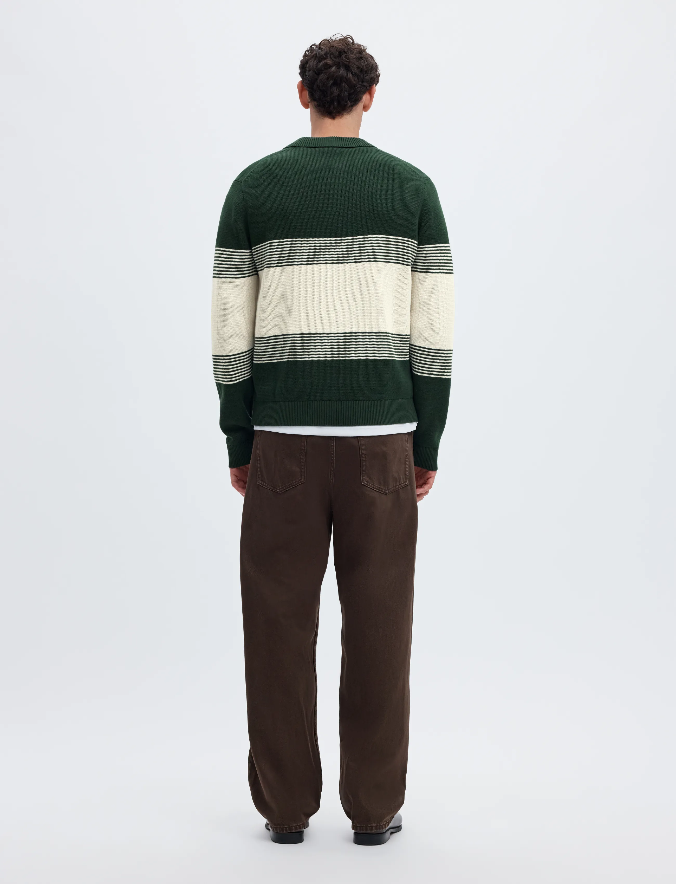 Selected - SLMDANE LS KNIT STRIPE POLO - långärmade stickade pikétröjor - pine grove - 2