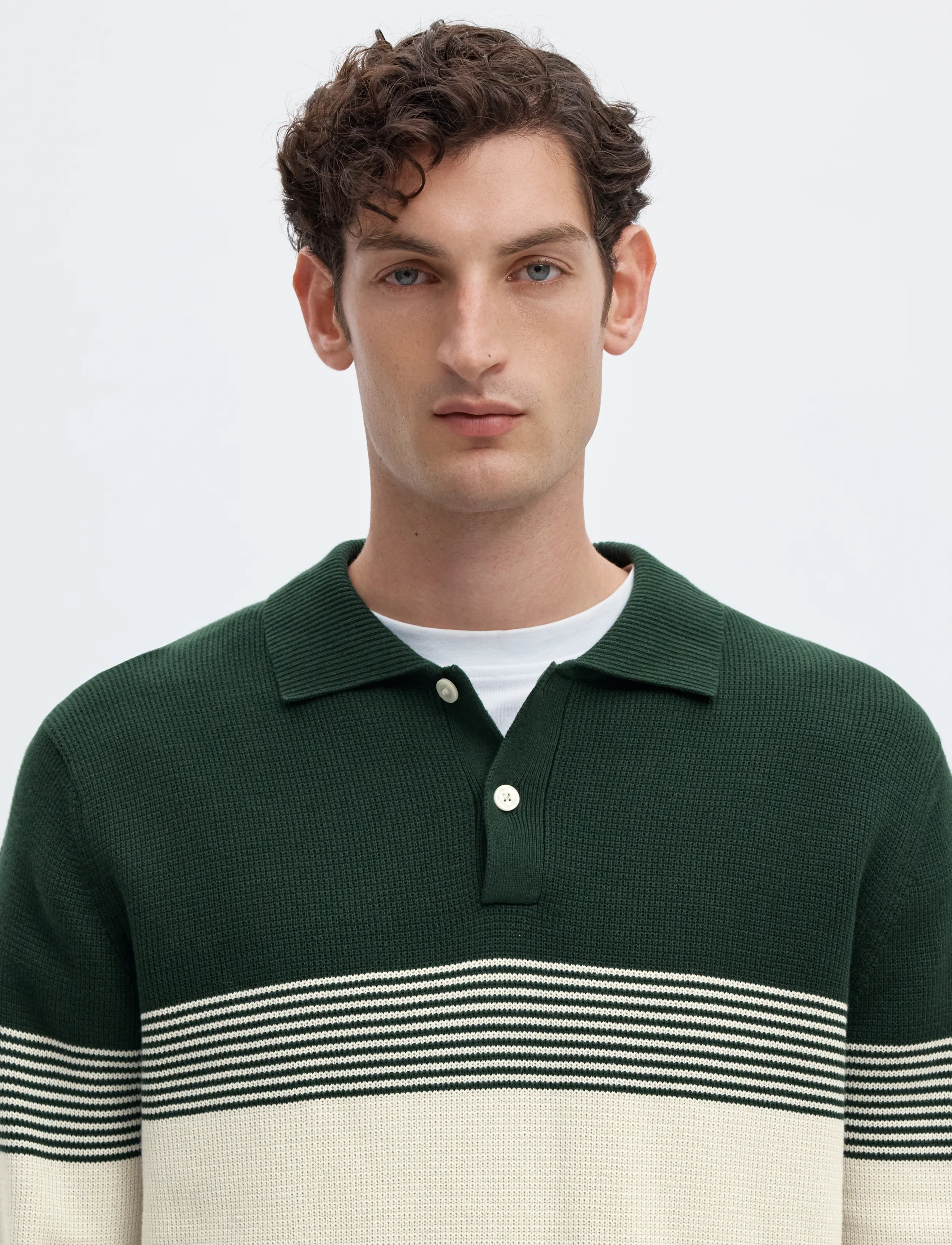 Selected - SLMDANE LS KNIT STRIPE POLO - långärmade stickade pikétröjor - pine grove - 4