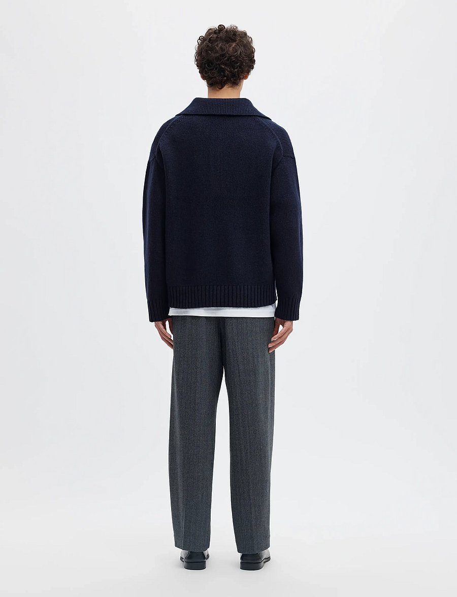 Selected - SLMCODY LS KNIT RLX POLO COLLAR NOOS - långärmade stickade pikétröjor - sky captain - 2