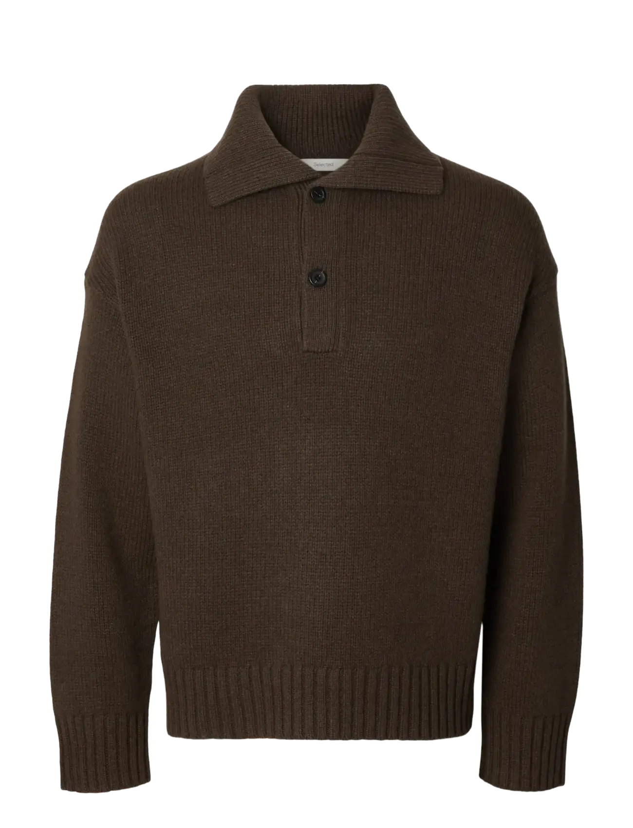 Selected SLMCODY LS KNIT RLX POLO COLLAR NOOS - Clothing - TURKISH COFFEE / brown