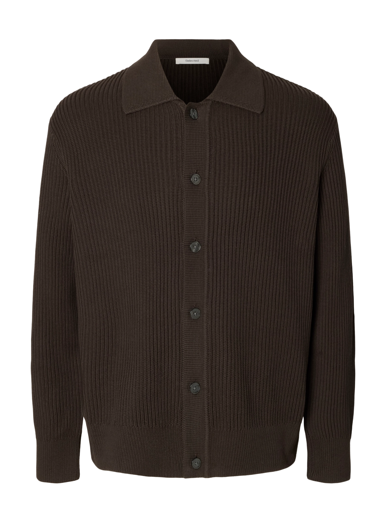 Selected - SLMDRY LS RIB POLO CARDIGAN - delicioso - 1