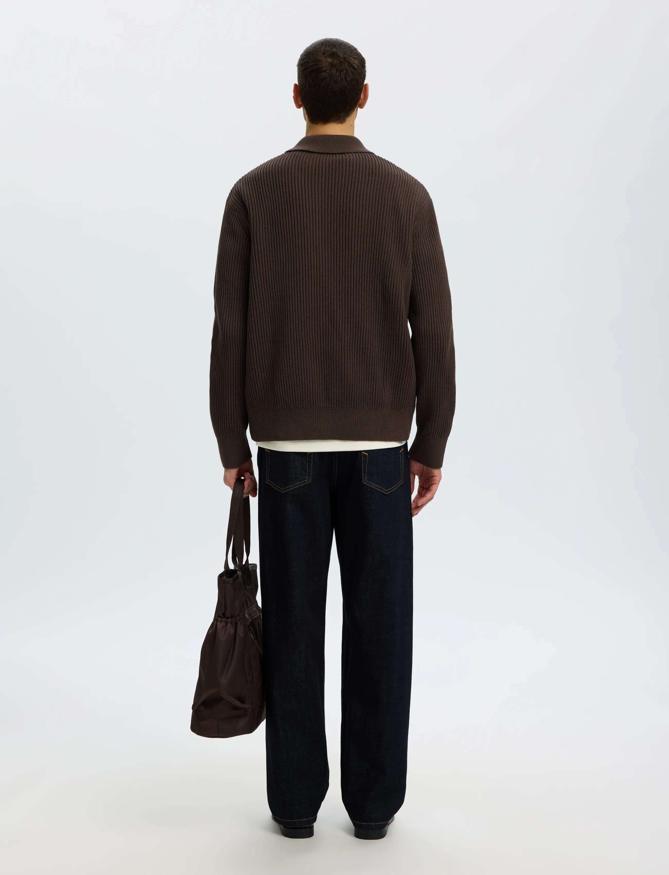 Selected - SLMDRY LS RIB POLO CARDIGAN - delicioso - 2