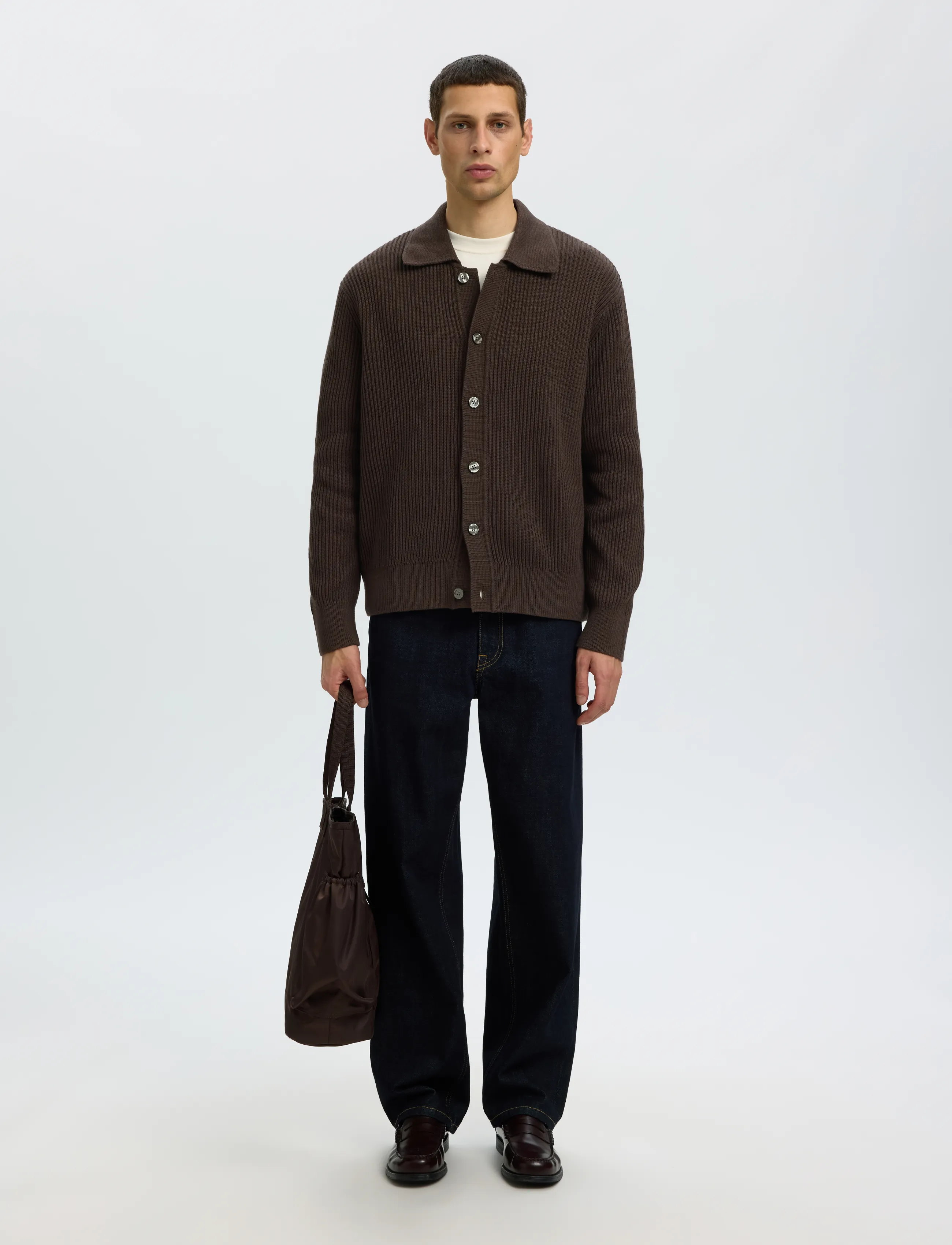 Selected - SLMDRY LS RIB POLO CARDIGAN - delicioso - 3