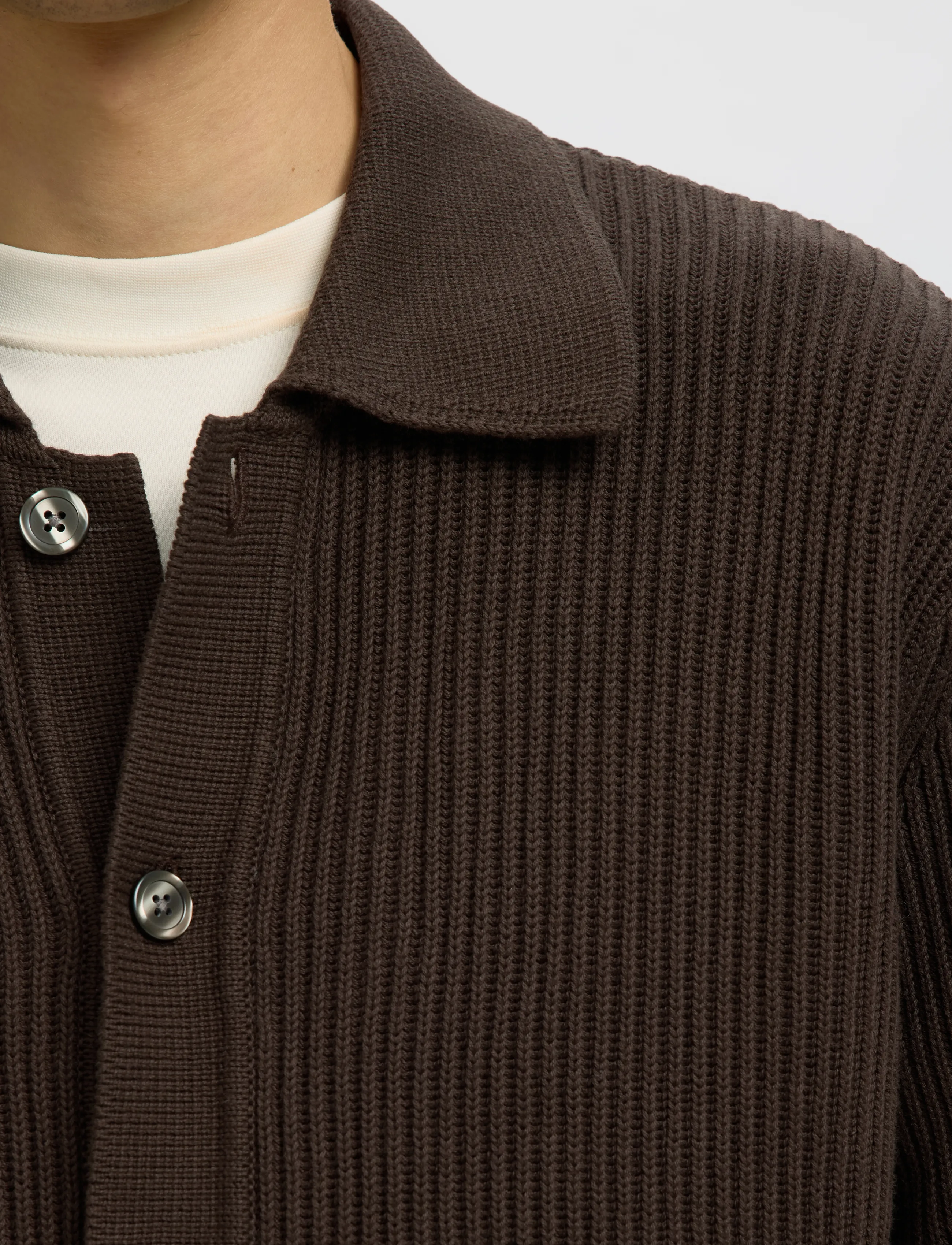 Selected - SLMDRY LS RIB POLO CARDIGAN - delicioso - 4