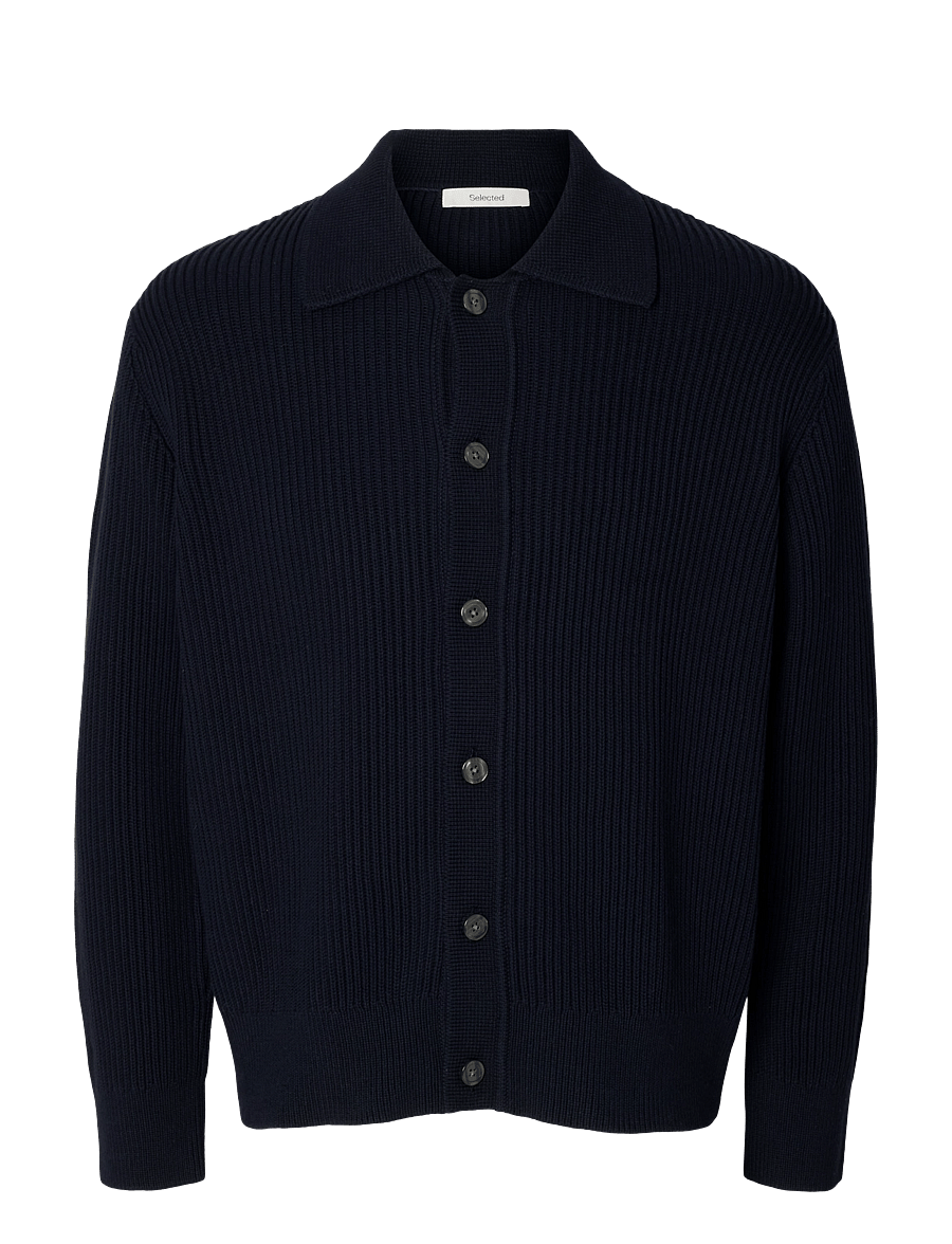 Selected - SLMDRY LS RIB POLO CARDIGAN - strickjacken - sky captain - 0