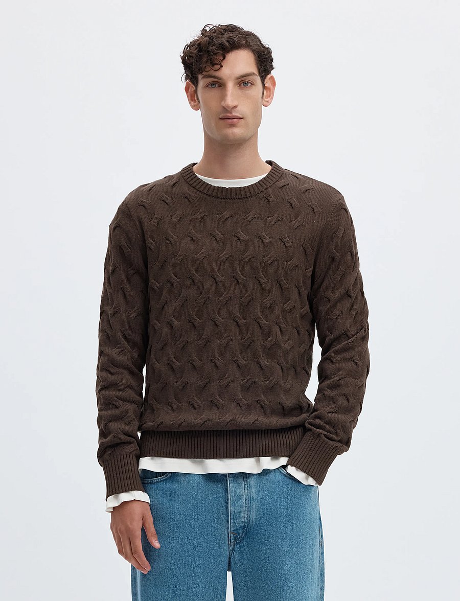 Selected - SLMCARLOS LS CABLE CREW NECK NOOS - delicioso - 0