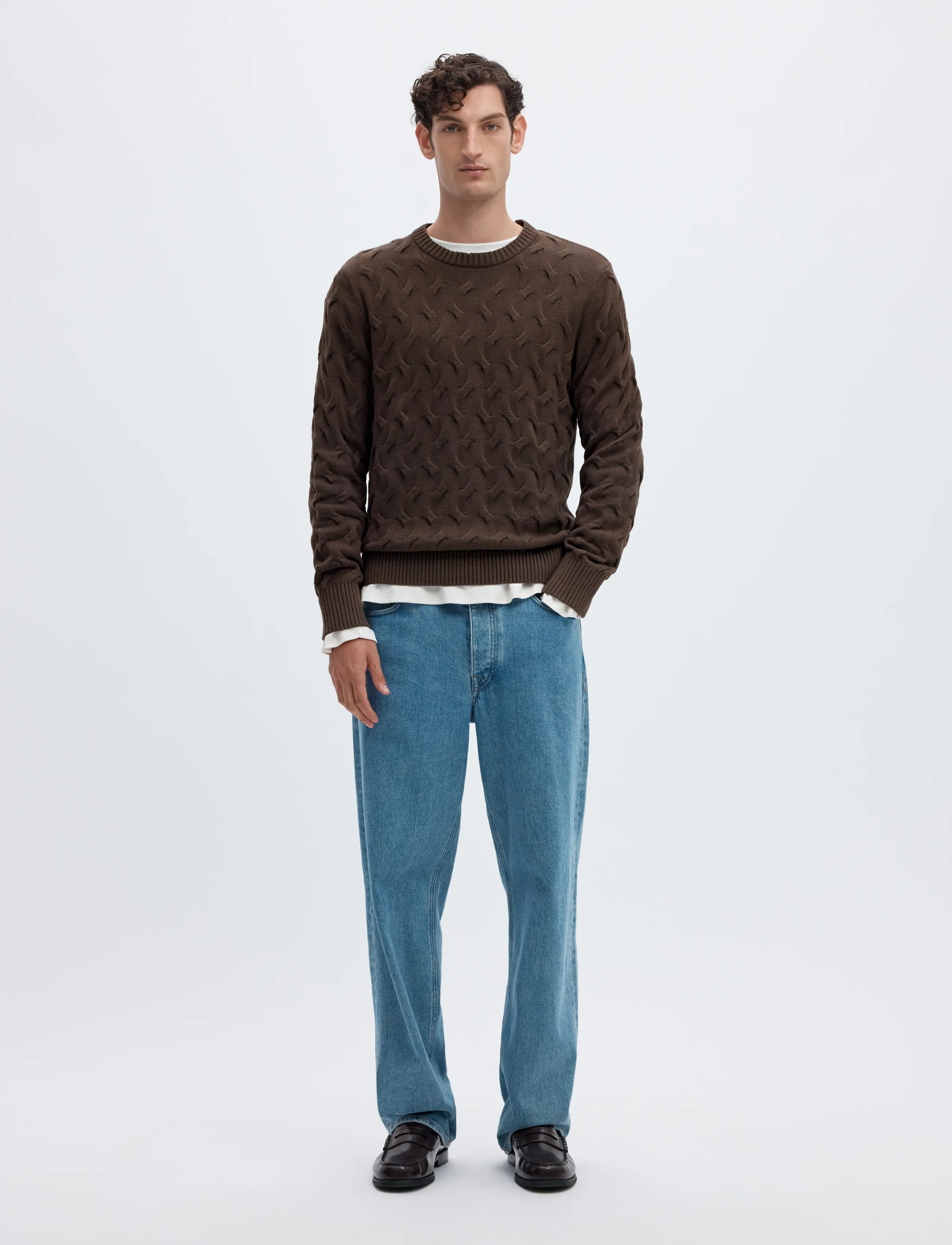 Selected - SLMCARLOS LS CABLE CREW NECK NOOS - delicioso - 3