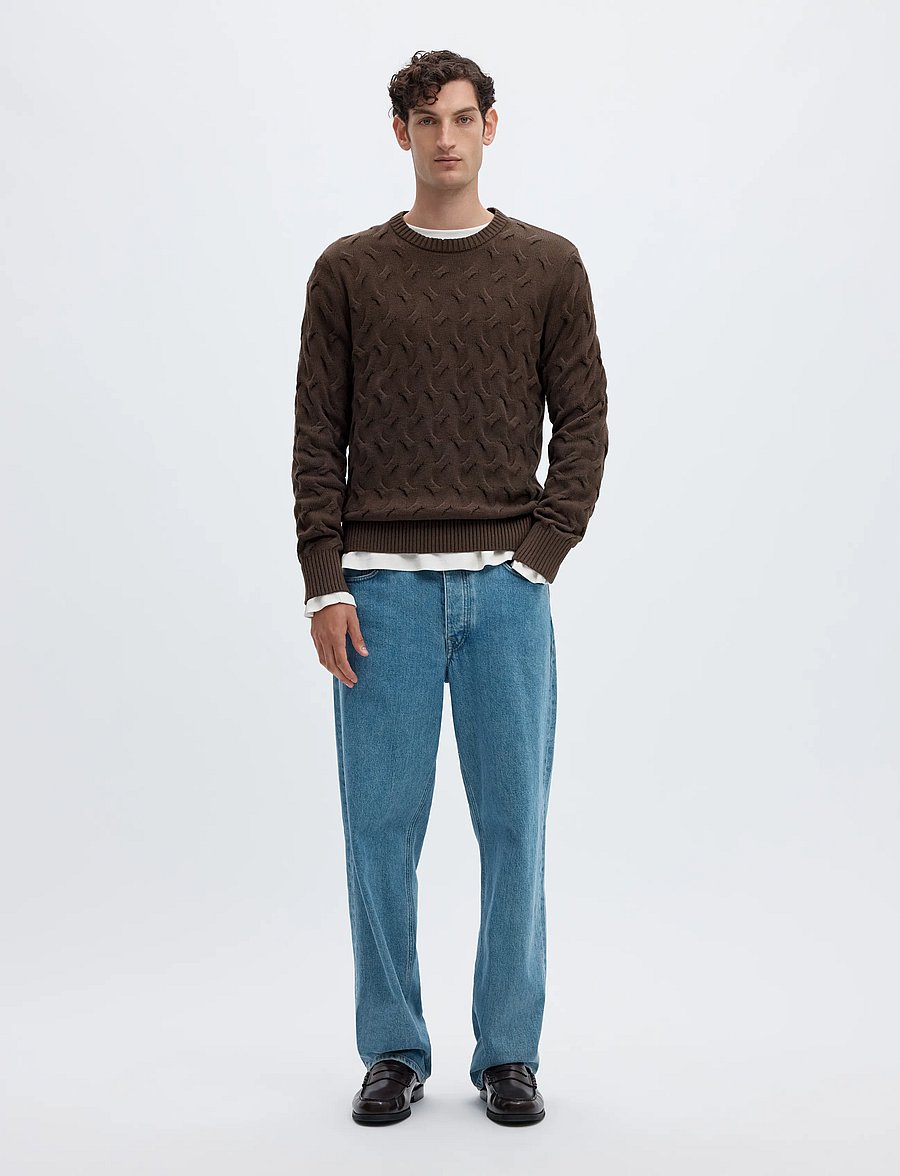 Selected - SLMCARLOS LS CABLE CREW NECK NOOS - delicioso - 3