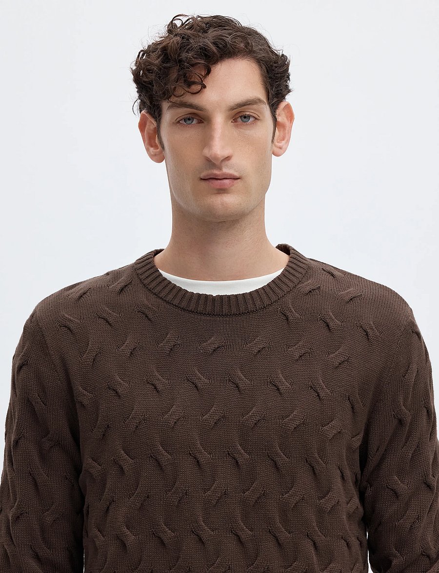 Selected - SLMCARLOS LS CABLE CREW NECK NOOS - delicioso - 4