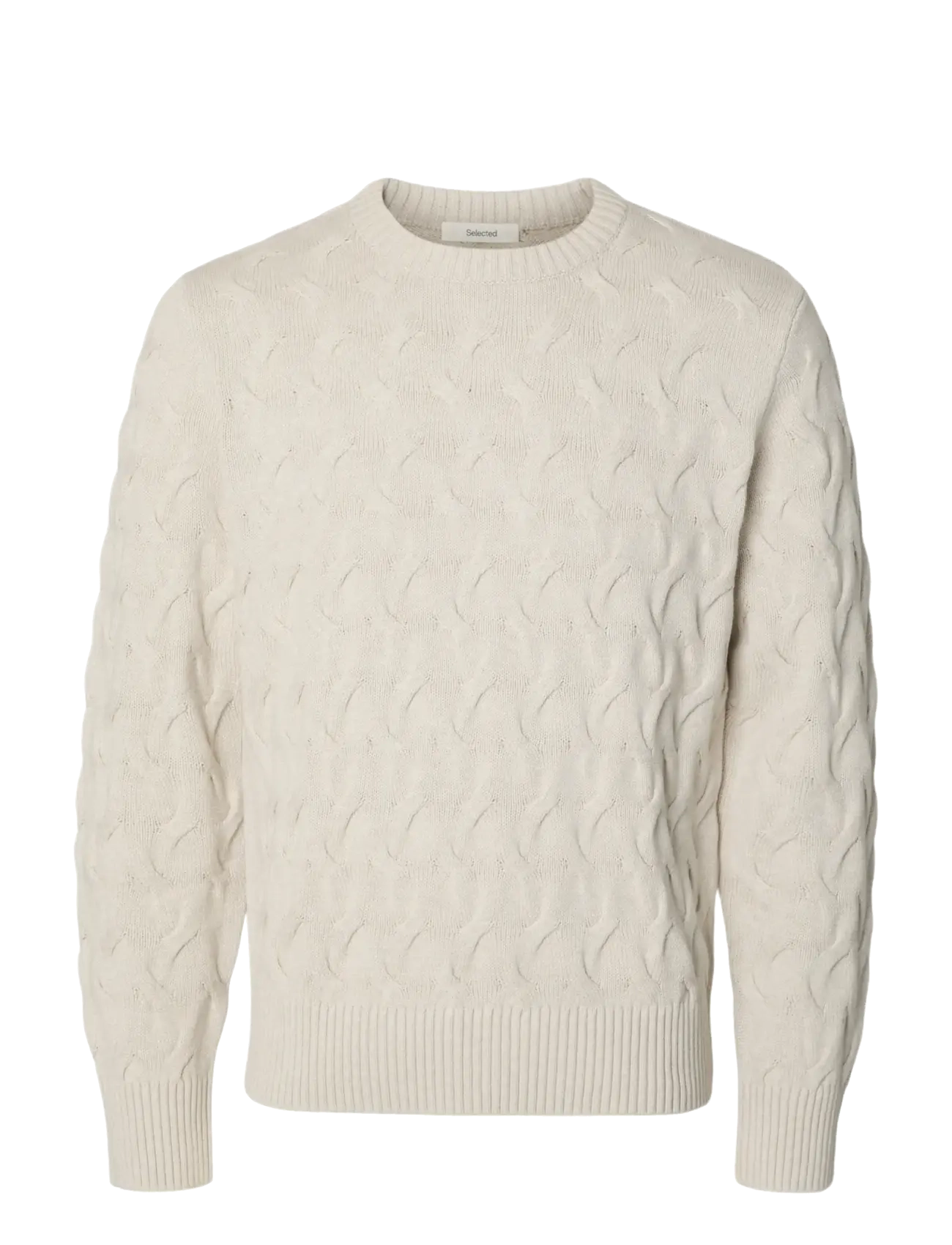 Selected - SLMCARLOS LS CABLE CREW NECK NOOS - silver birch - 1