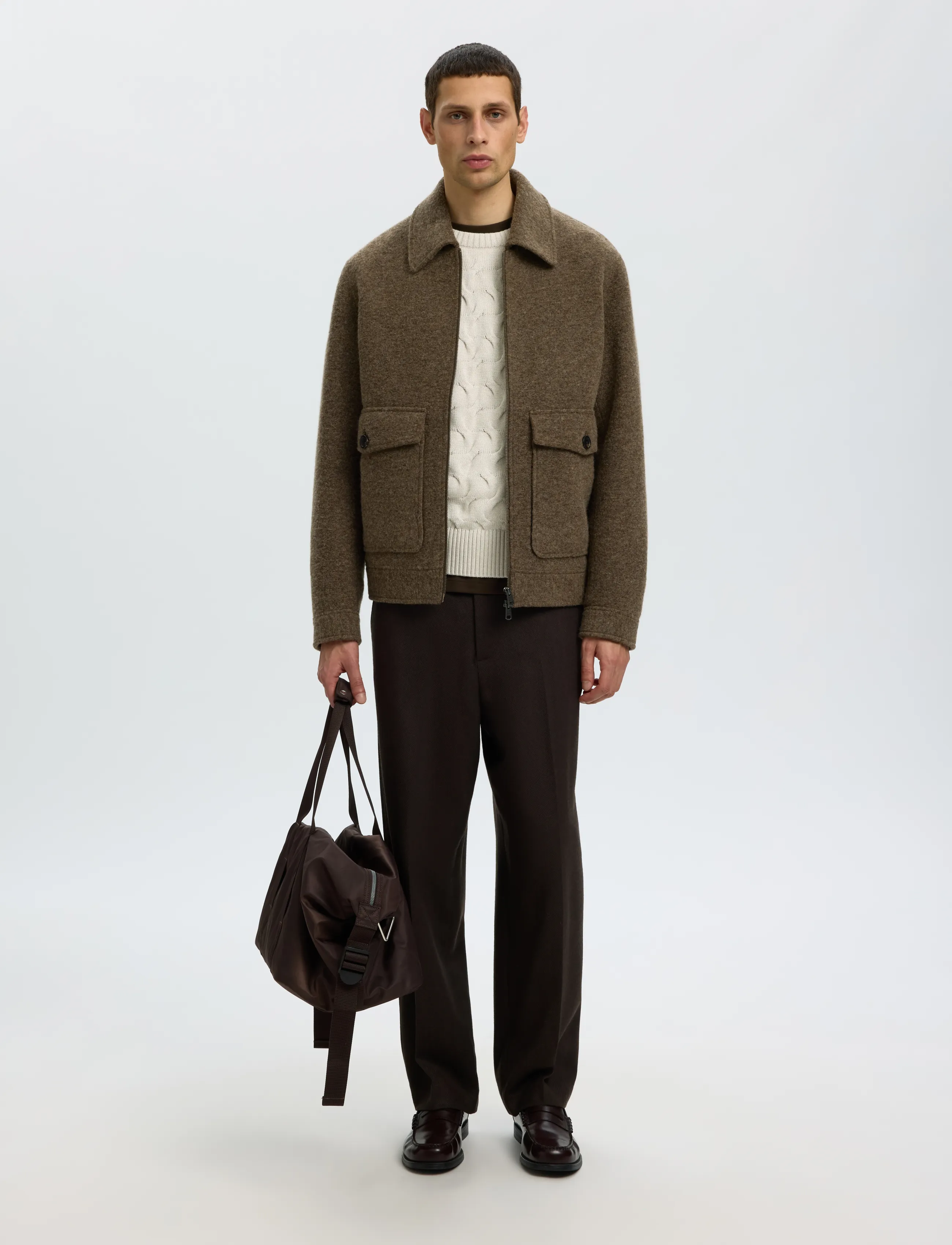 Selected - SLMCARLOS LS CABLE CREW NECK NOOS - silver birch - 5