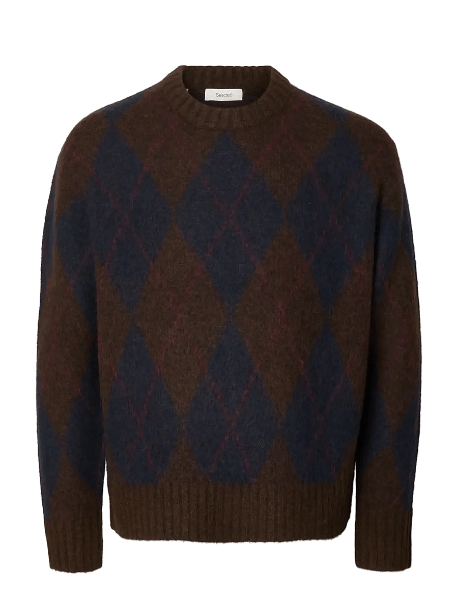 Selected - SLMRAI LS KNIT ARGYLE CREW NECK - osta olukorra järgi - delicioso - 1