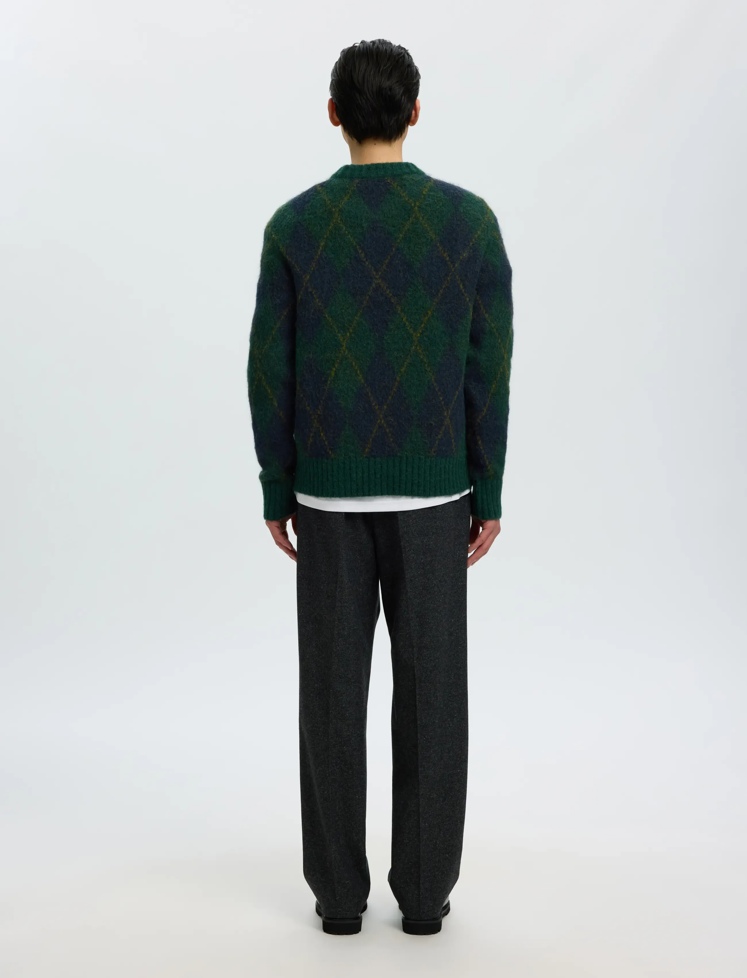 Selected - SLMRAI LS KNIT ARGYLE CREW NECK - osta olukorra järgi - pine grove - 2